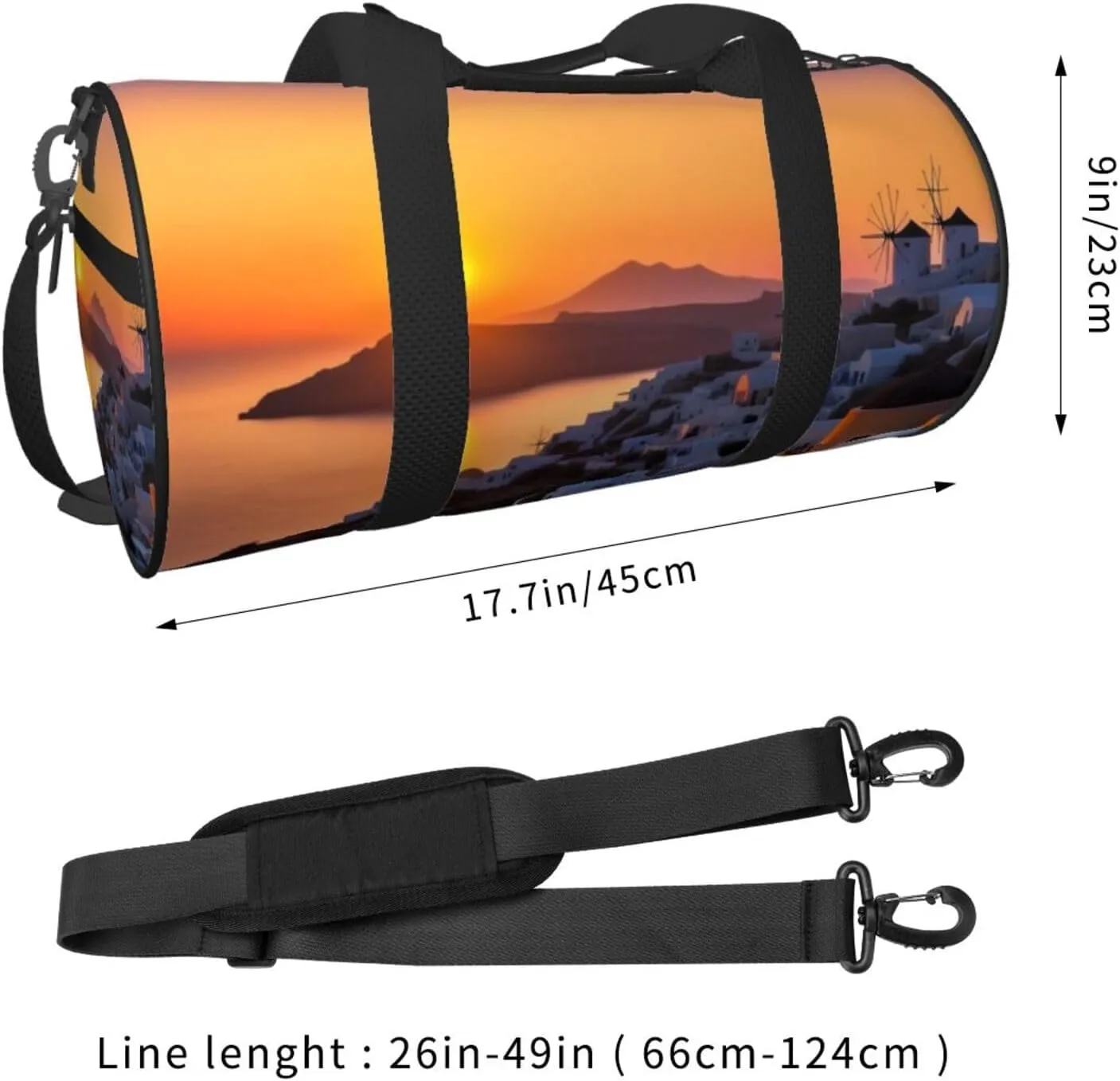 Travel Duffle Bag Weekender Bags For Men Women With Shoe Compartment Large Capacity Weekender Overnight Bag Greece Island Sunset Landscape Carry On Tote Bags Sport Gym Bag For Travel Yoga