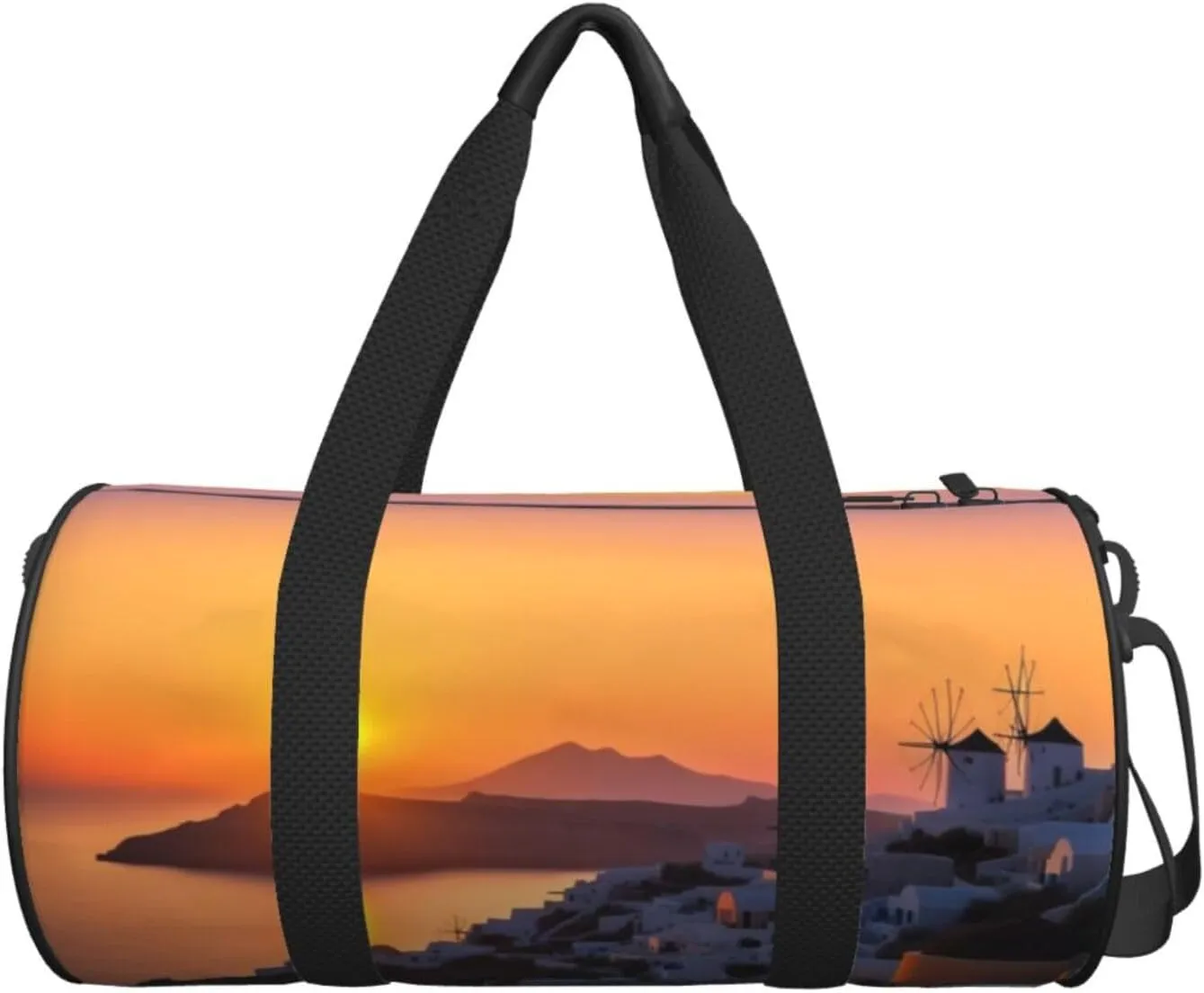 Travel Duffle Bag Weekender Bags For Men Women With Shoe Compartment Large Capacity Weekender Overnight Bag Greece Island Sunset Landscape Carry On Tote Bags Sport Gym Bag For Travel Yoga