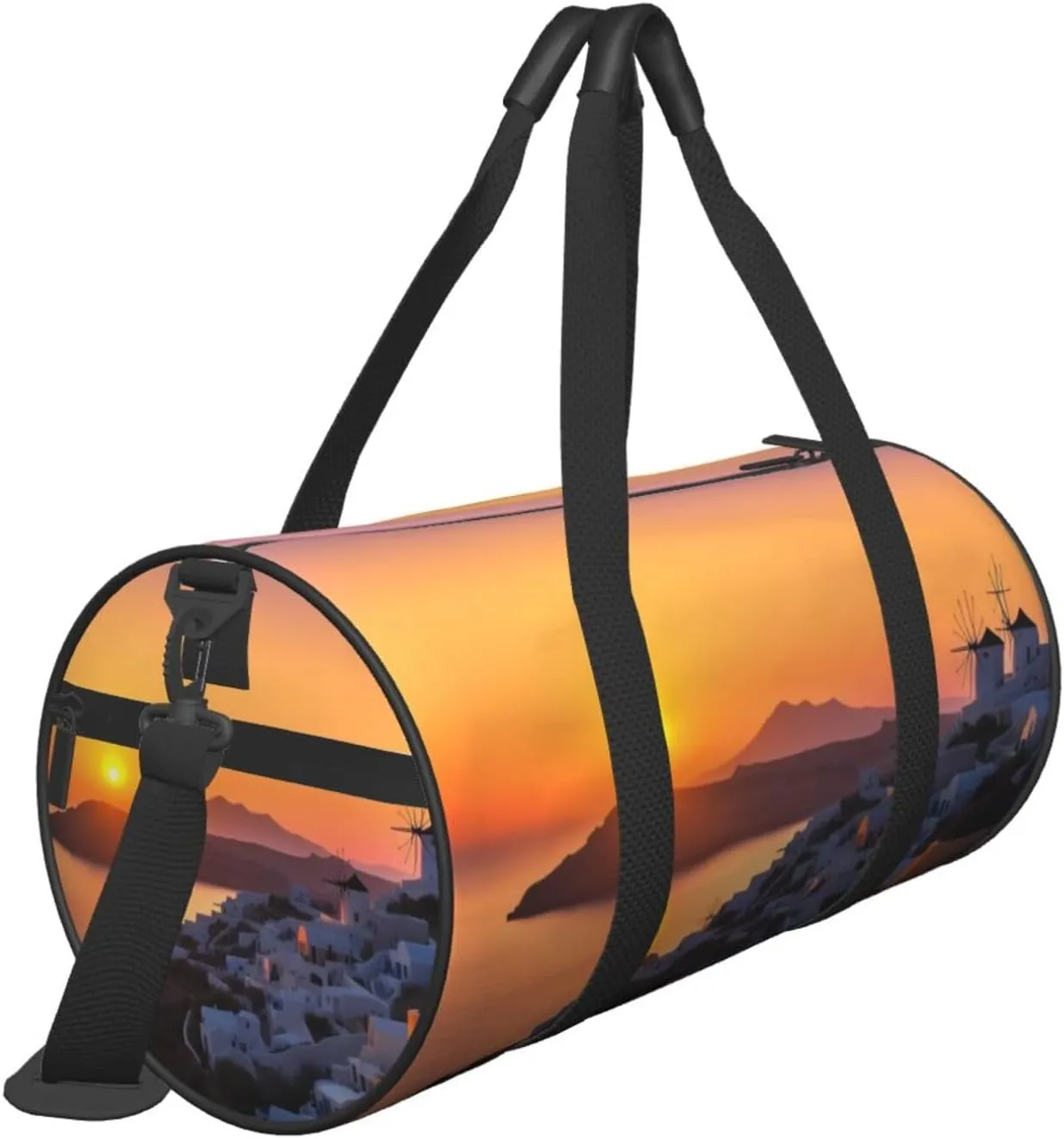 Travel Duffle Bag Weekender Bags For Men Women With Shoe Compartment Large Capacity Weekender Overnight Bag Greece Island Sunset Landscape Carry On Tote Bags Sport Gym Bag For Travel Yoga