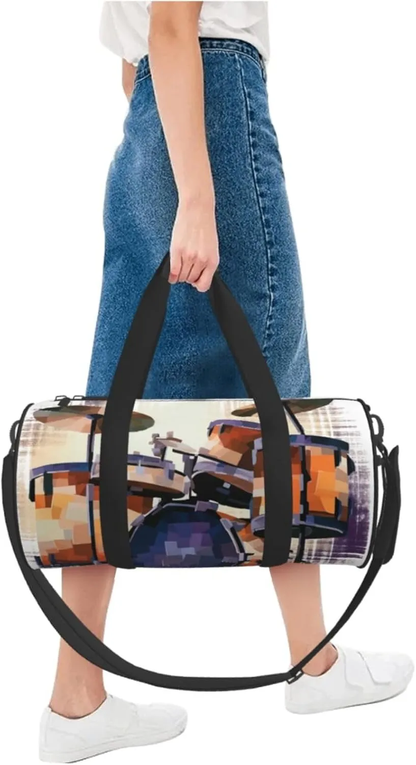Travel Duffle Bag Weekender Bags for Men Women with Shoe Compartment Large Capacity Weekender Overnight Bag Jazz Drum Carry On Tote Bags Sport Gym Bag for Travel Yoga