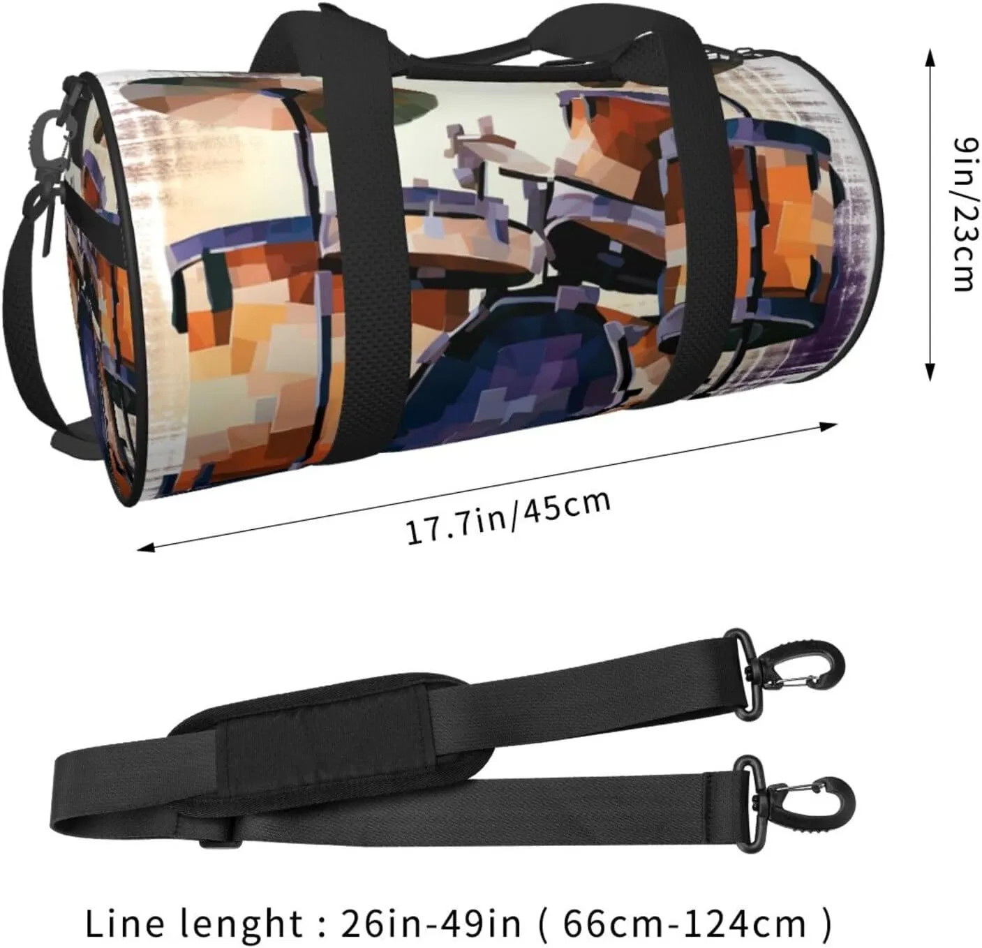 Travel Duffle Bag Weekender Bags for Men Women with Shoe Compartment Large Capacity Weekender Overnight Bag Jazz Drum Carry On Tote Bags Sport Gym Bag for Travel Yoga