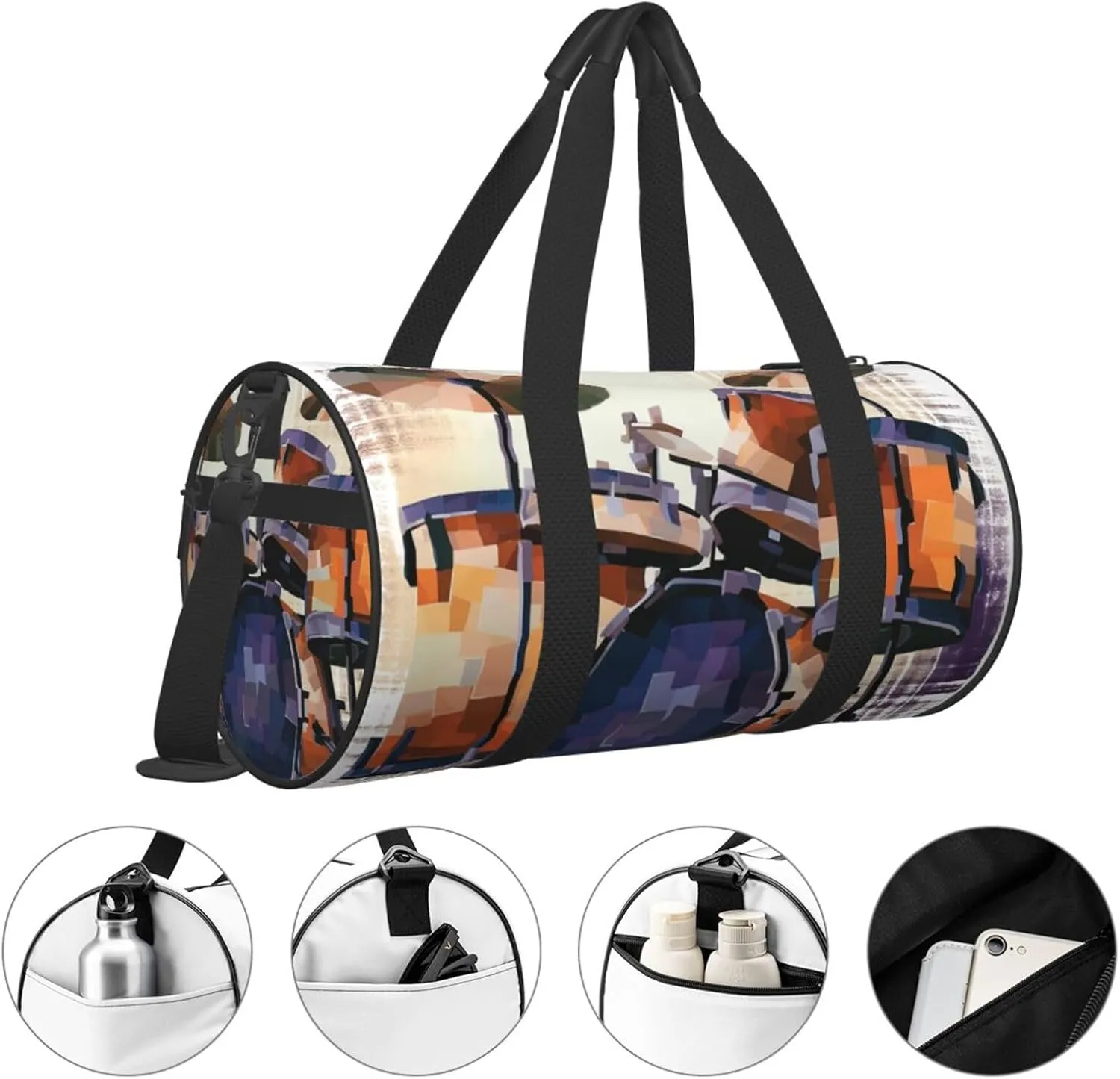 Travel Duffle Bag Weekender Bags for Men Women with Shoe Compartment Large Capacity Weekender Overnight Bag Jazz Drum Carry On Tote Bags Sport Gym Bag for Travel Yoga