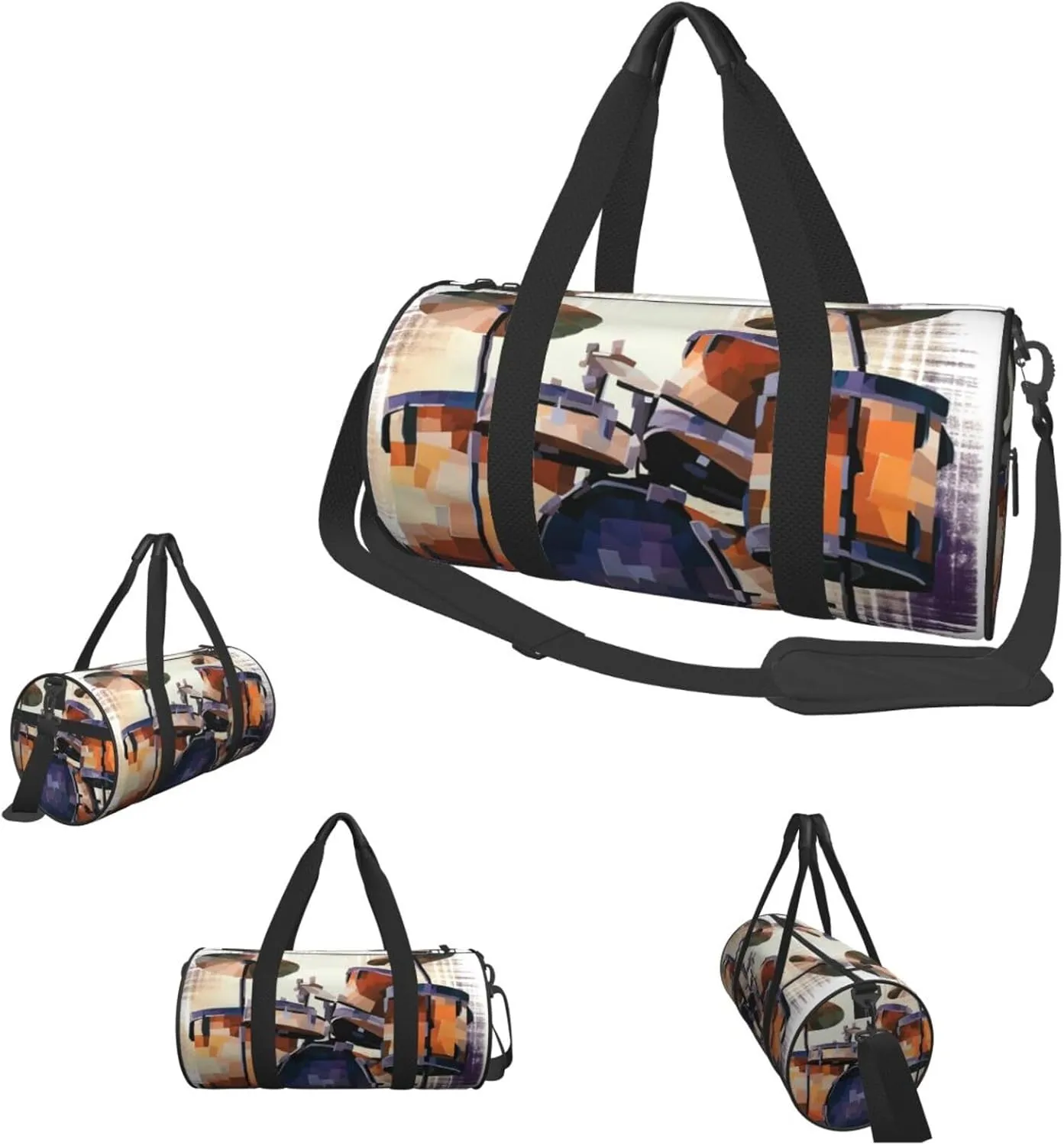 Travel Duffle Bag Weekender Bags for Men Women with Shoe Compartment Large Capacity Weekender Overnight Bag Jazz Drum Carry On Tote Bags Sport Gym Bag for Travel Yoga