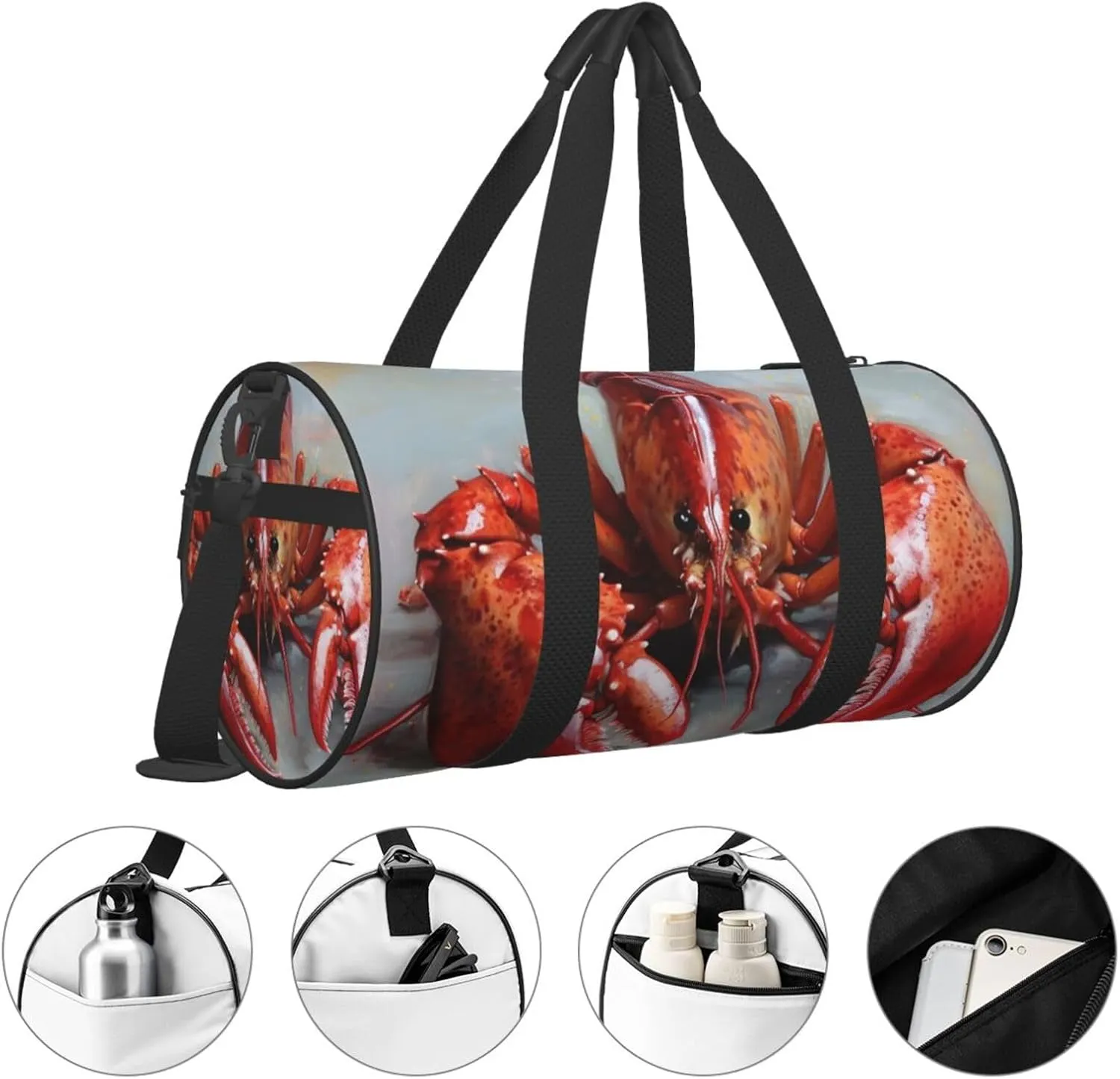 Travel Duffle Bag Weekender Bags for Men Women with Shoe Compartment Large Capacity Weekender Overnight Bag Lobster Carry On Tote Bags Sport Gym Bag for Travel Yoga