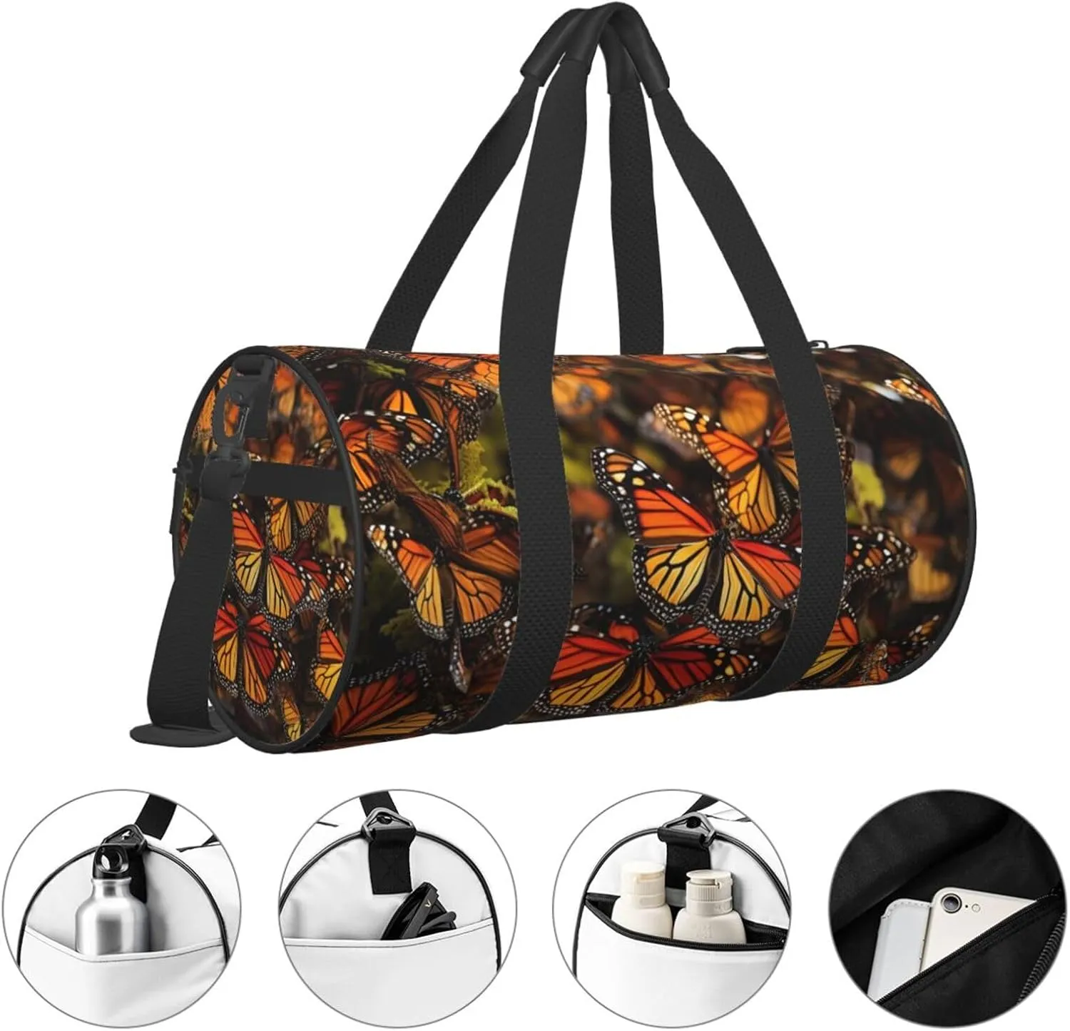 Travel Duffle Bag Weekender Bags For Men Women With Shoe Compartment Large Capacity Weekender Overnight Bag Monarch Butterflies Carry On Tote Bags Sport Gym Bag For Travel Yoga