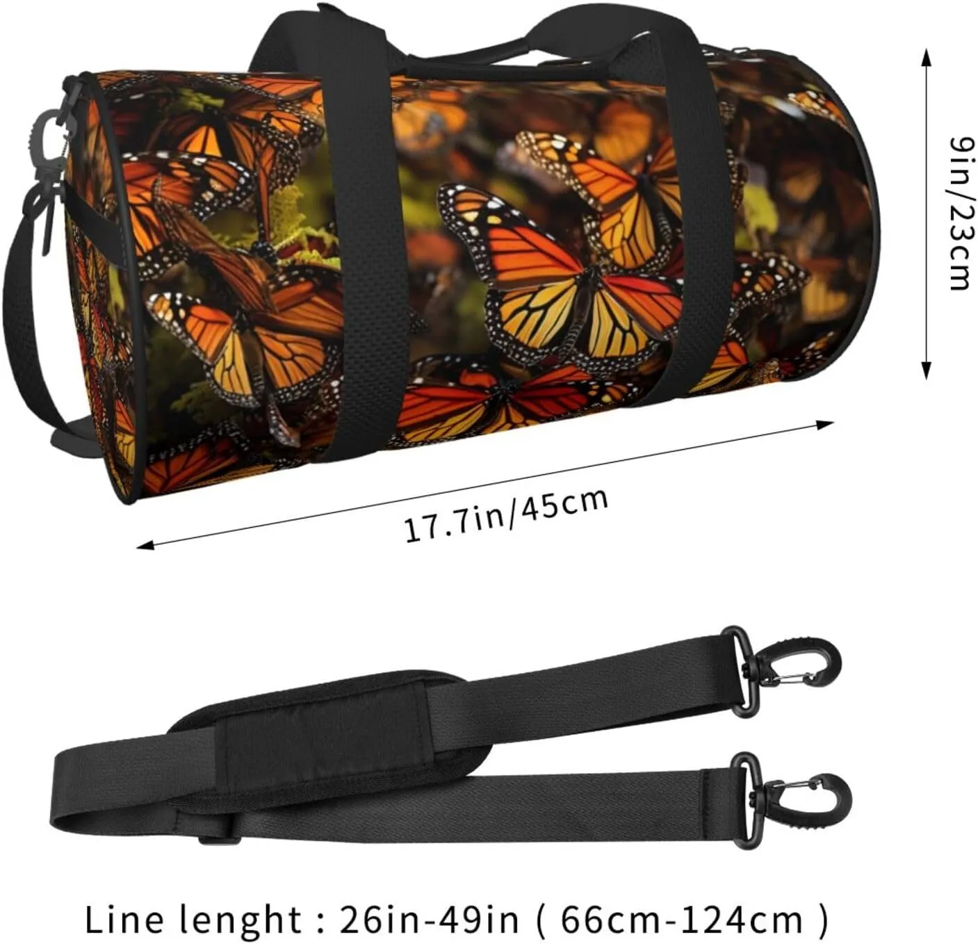 Travel Duffle Bag Weekender Bags For Men Women With Shoe Compartment Large Capacity Weekender Overnight Bag Monarch Butterflies Carry On Tote Bags Sport Gym Bag For Travel Yoga