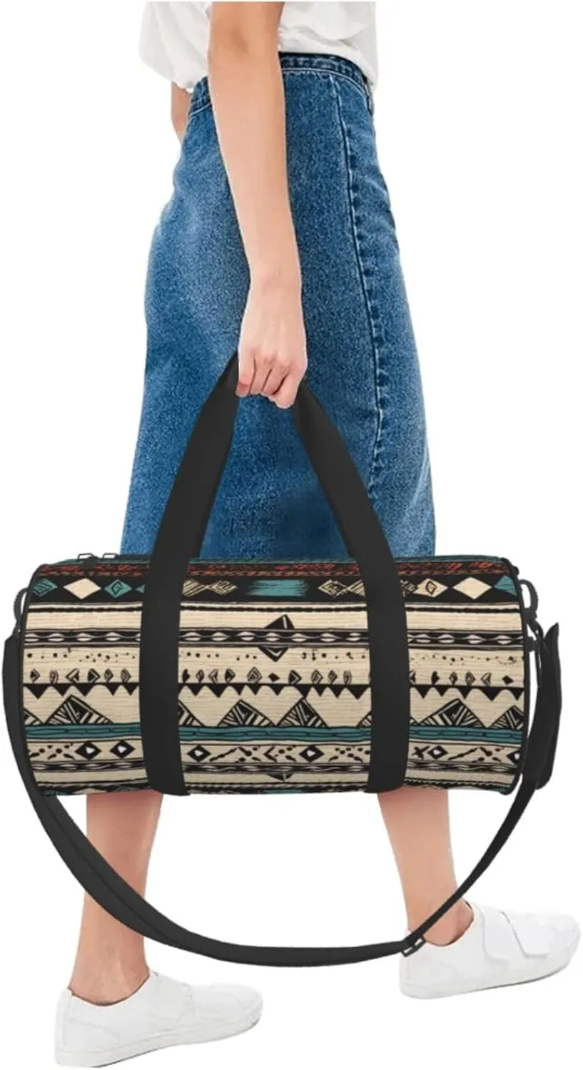 Travel Duffle Bag Weekender Bags For Men Women With Shoe Compartment Large Capacity Weekender Overnight Bag Native American Patterns Carry On Tote Bags Sport Gym Bag For Travel Yoga