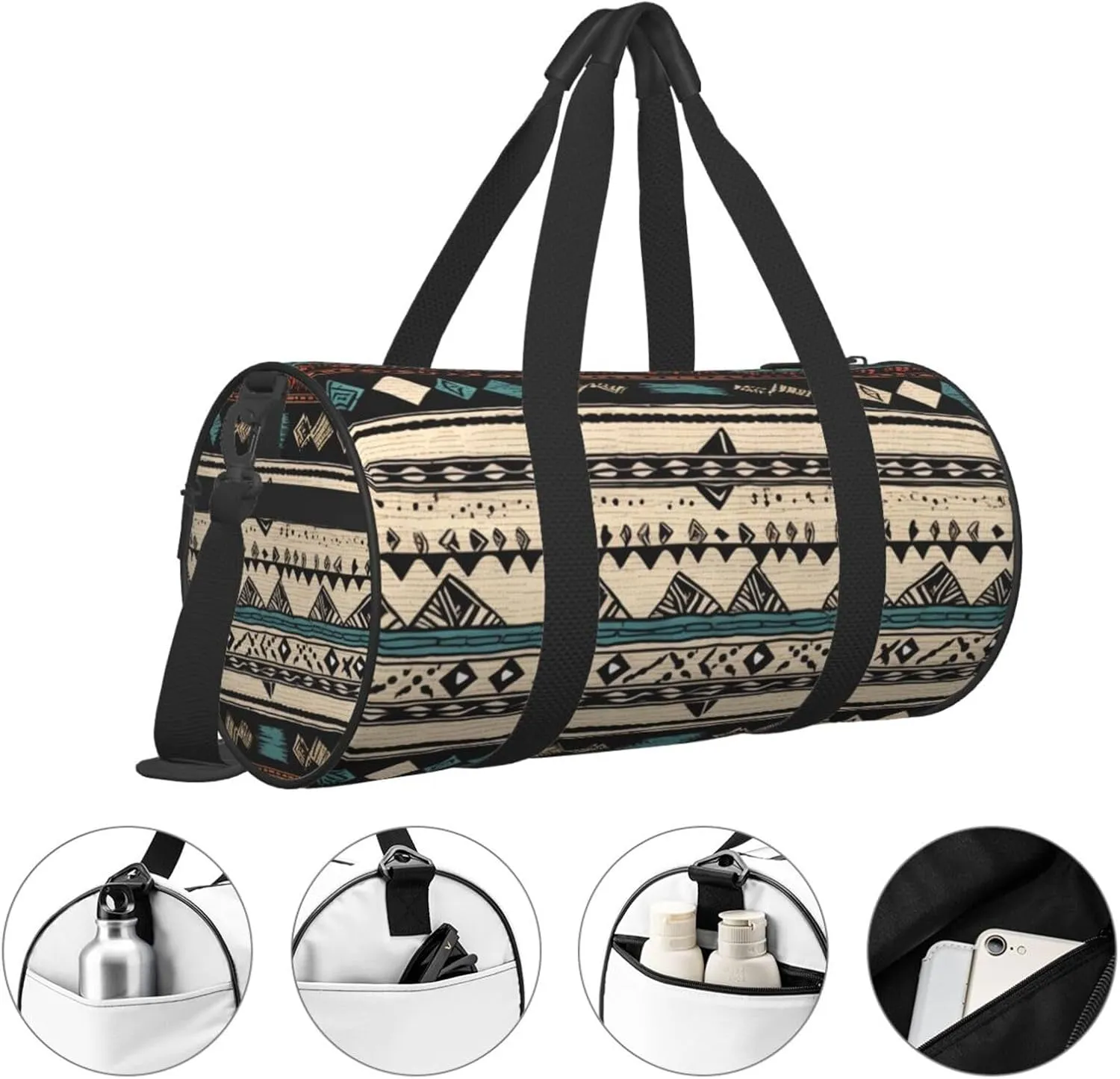 Travel Duffle Bag Weekender Bags For Men Women With Shoe Compartment Large Capacity Weekender Overnight Bag Native American Patterns Carry On Tote Bags Sport Gym Bag For Travel Yoga