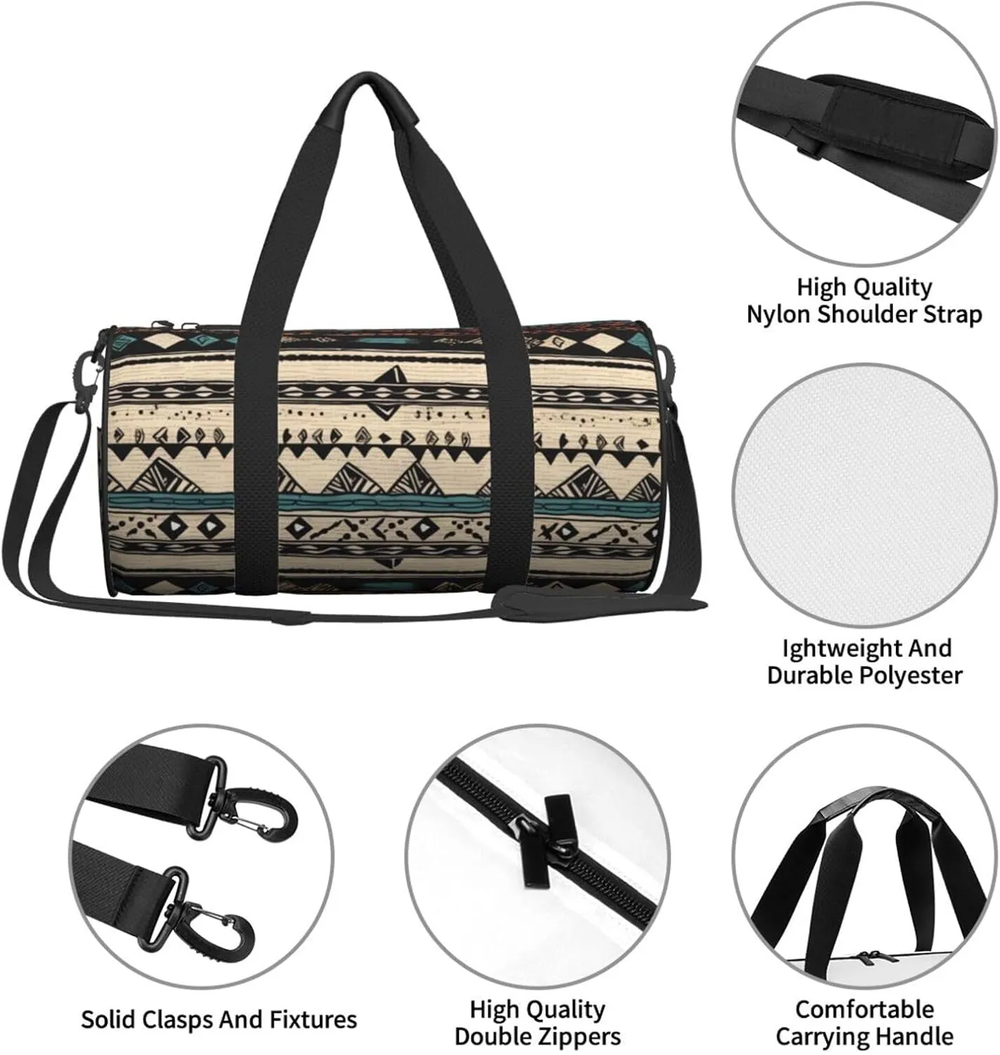 Travel Duffle Bag Weekender Bags For Men Women With Shoe Compartment Large Capacity Weekender Overnight Bag Native American Patterns Carry On Tote Bags Sport Gym Bag For Travel Yoga