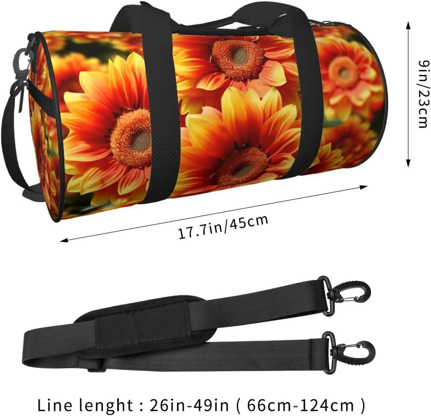 Travel Duffle Bag Weekender Bags For Men Women With Shoe Compartment Large Capacity Weekender Overnight Bag Orange Sunflower Carry On Tote Bags Sport Gym Bag For Travel Yoga
