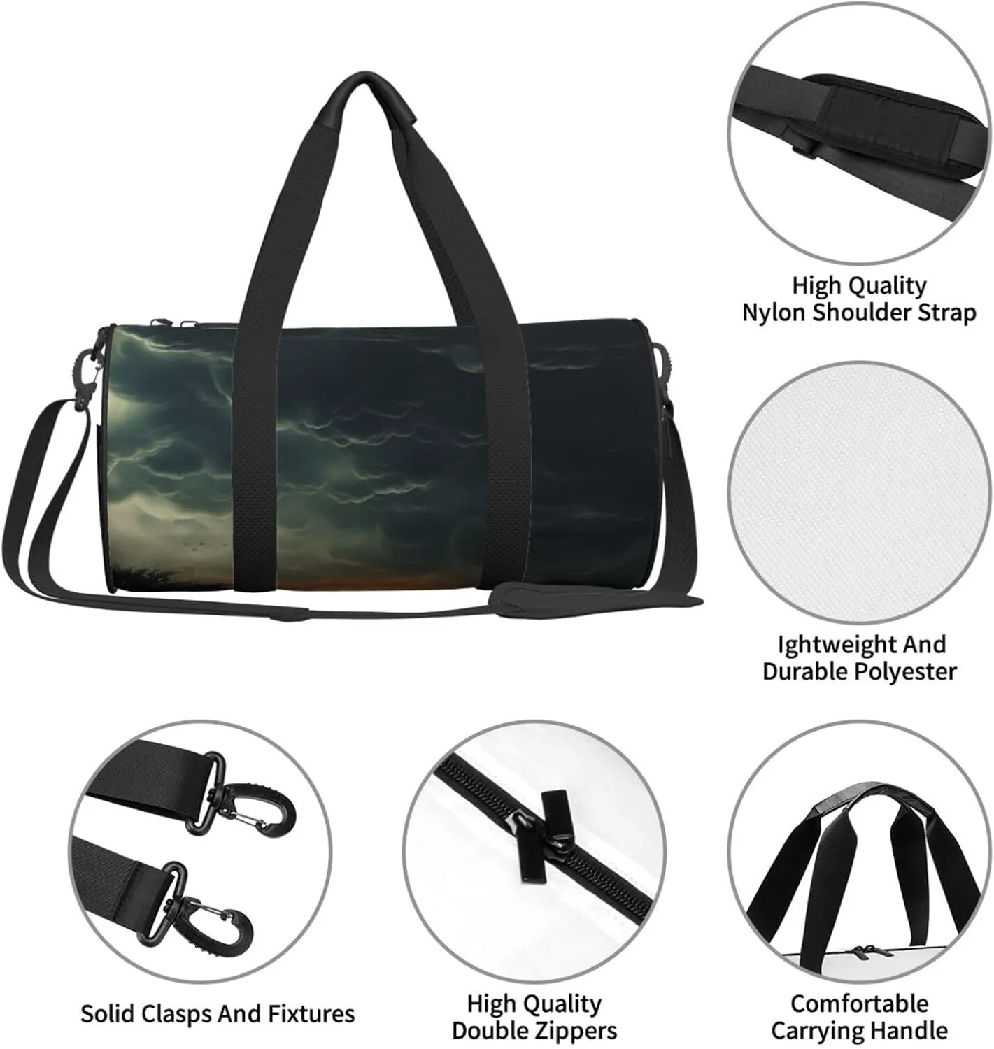 Travel Duffle Bag Weekender Bags For Men Women With Shoe Compartment Large Capacity Weekender Overnight Bag Overcast Carry On Tote Bags Sport Gym Bag For Travel Yoga