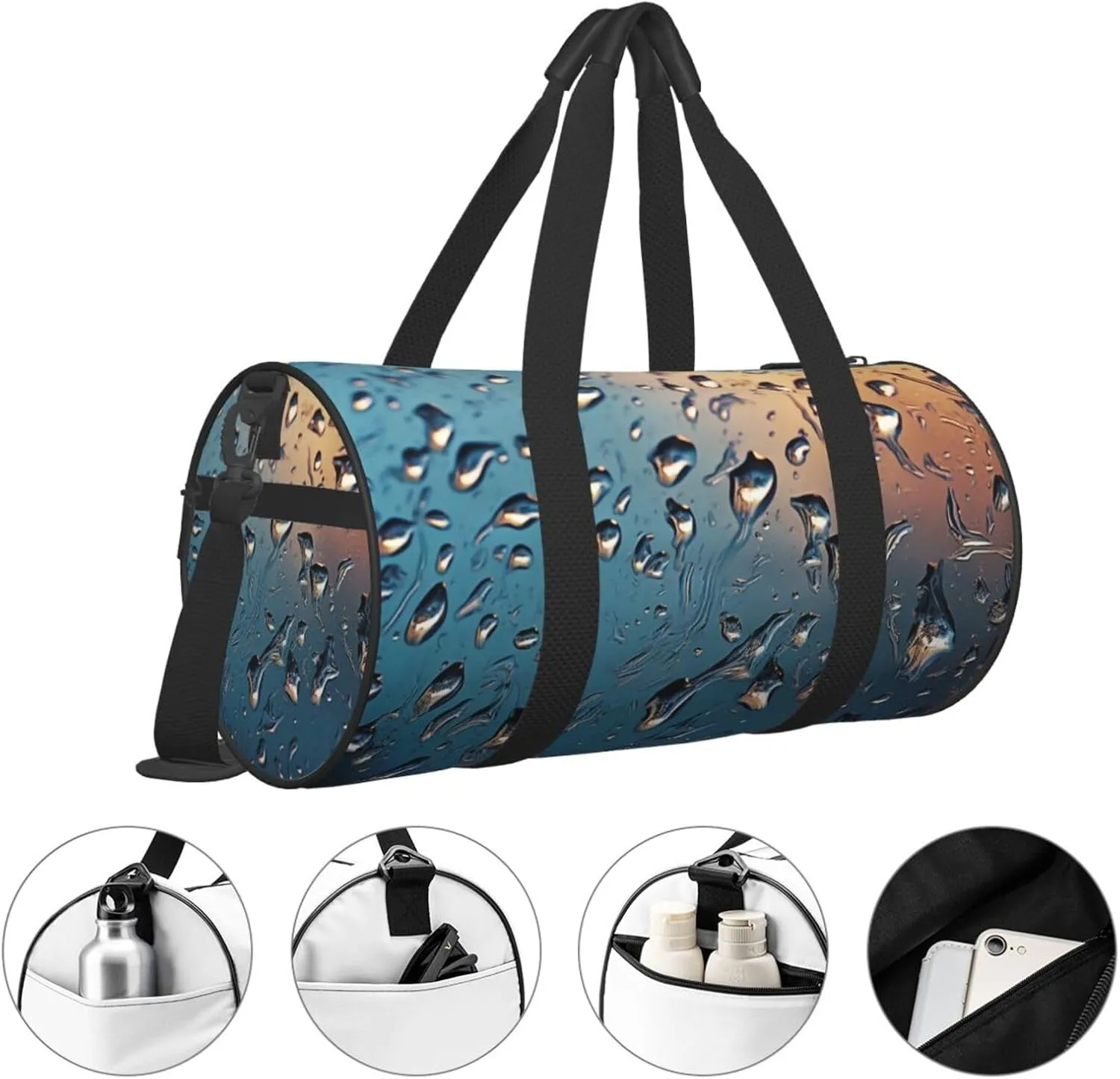 Travel Duffle Bag Weekender Bags For Men Women With Shoe Compartment Large Capacity Weekender Overnight Bag Rain Drops On Glass Carry On Tote Bags Sport Gym Bag For Travel Yoga