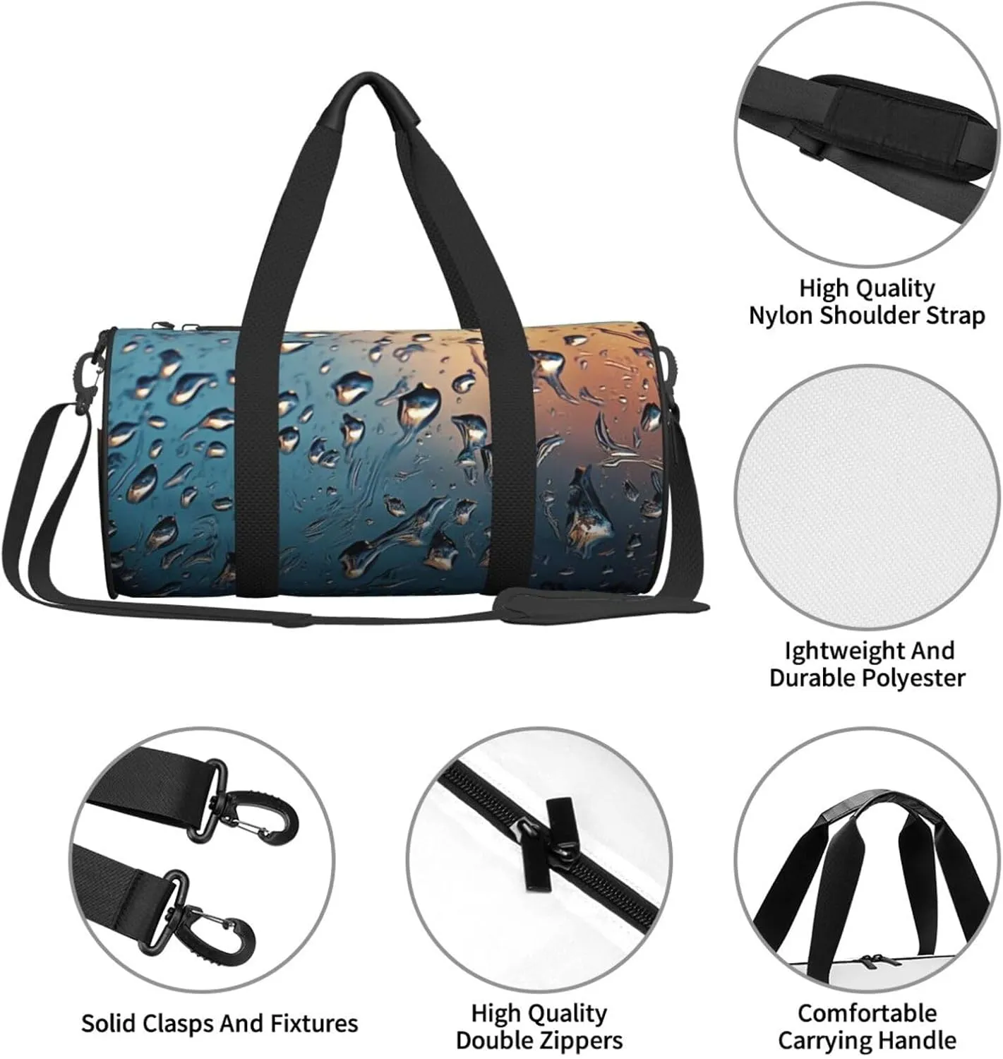 Travel Duffle Bag Weekender Bags For Men Women With Shoe Compartment Large Capacity Weekender Overnight Bag Rain Drops On Glass Carry On Tote Bags Sport Gym Bag For Travel Yoga