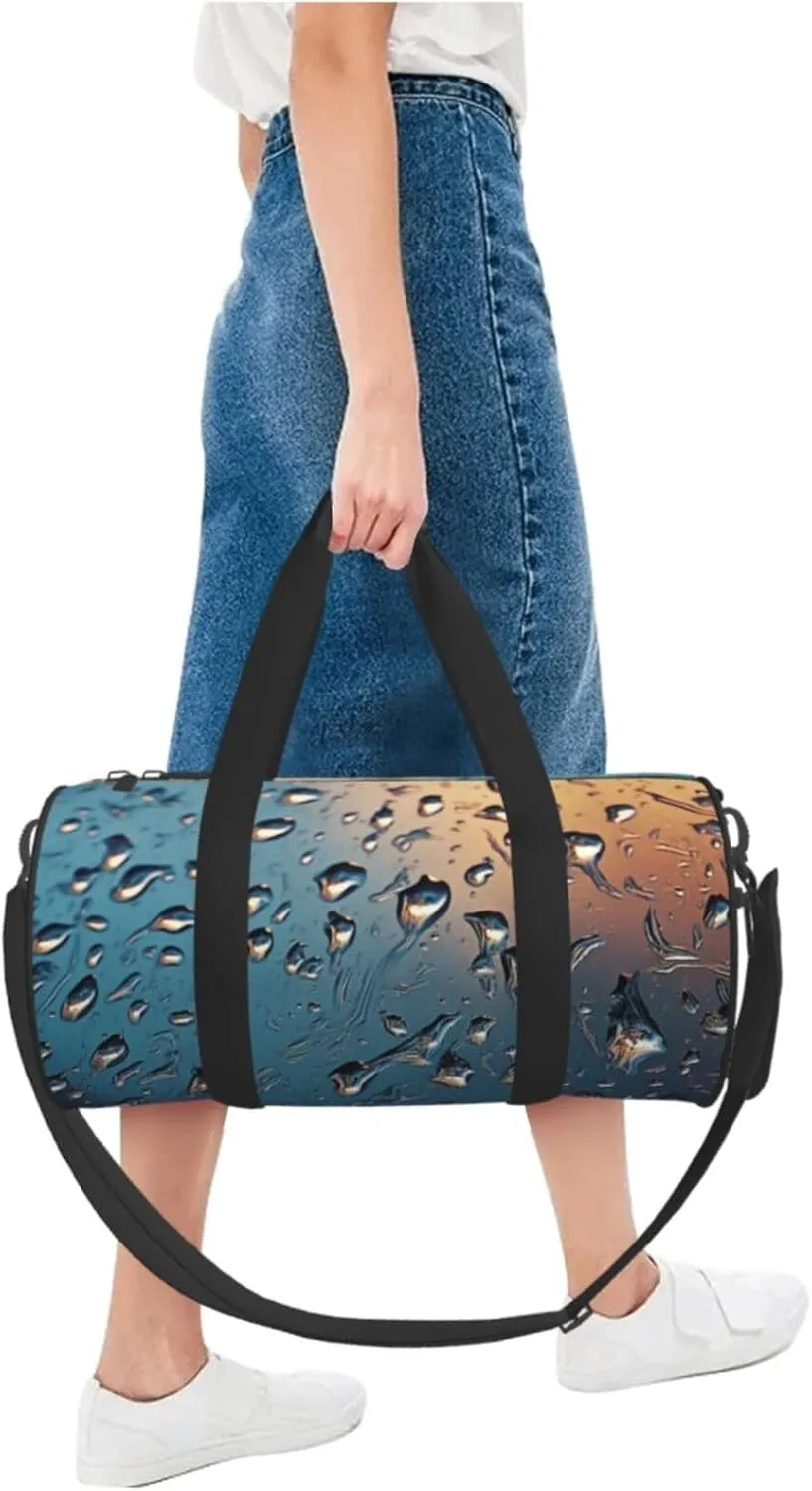 Travel Duffle Bag Weekender Bags For Men Women With Shoe Compartment Large Capacity Weekender Overnight Bag Rain Drops On Glass Carry On Tote Bags Sport Gym Bag For Travel Yoga