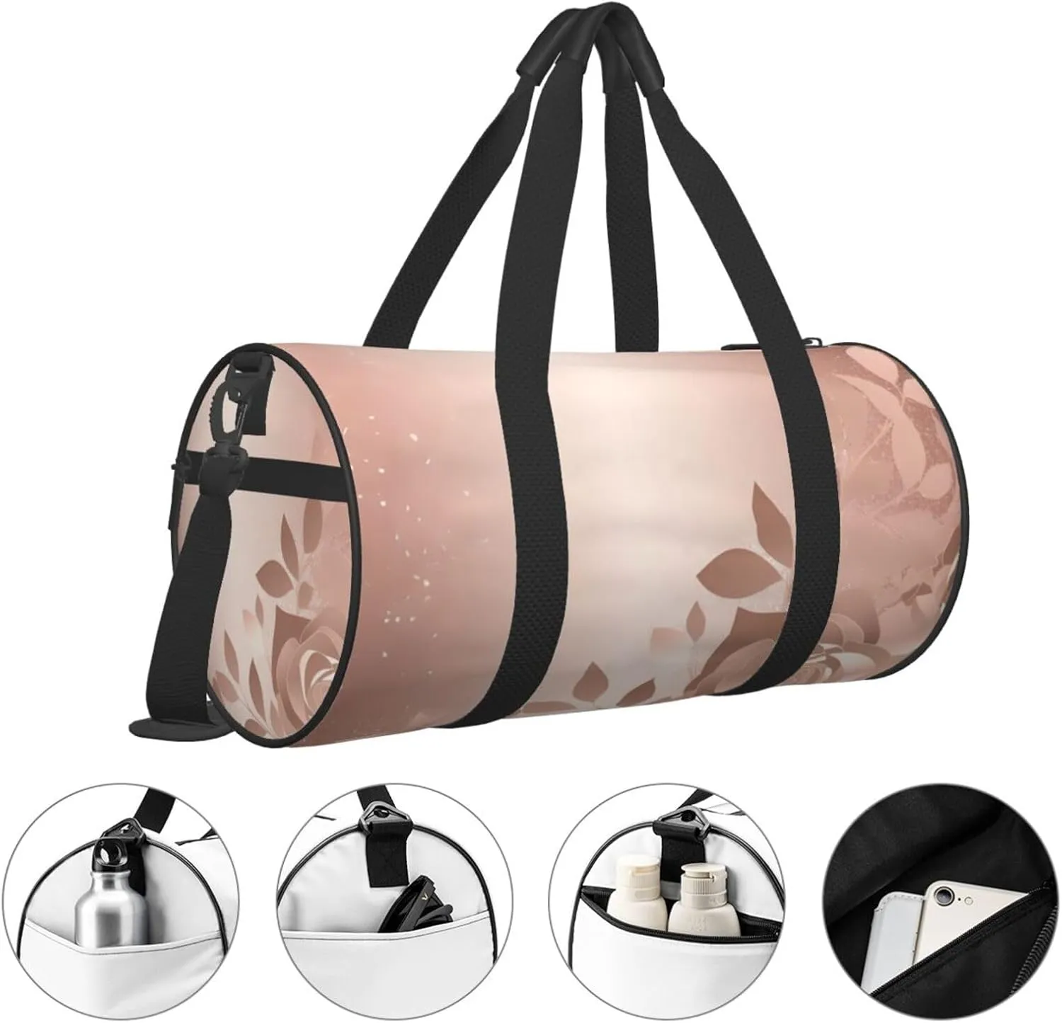 Travel Duffle Bag Weekender Bags For Men Women With Shoe Compartment Large Capacity Weekender Overnight Bag Rose Gold Wallpaper Carry On Tote Bags Sport Gym Bag For Travel Yoga