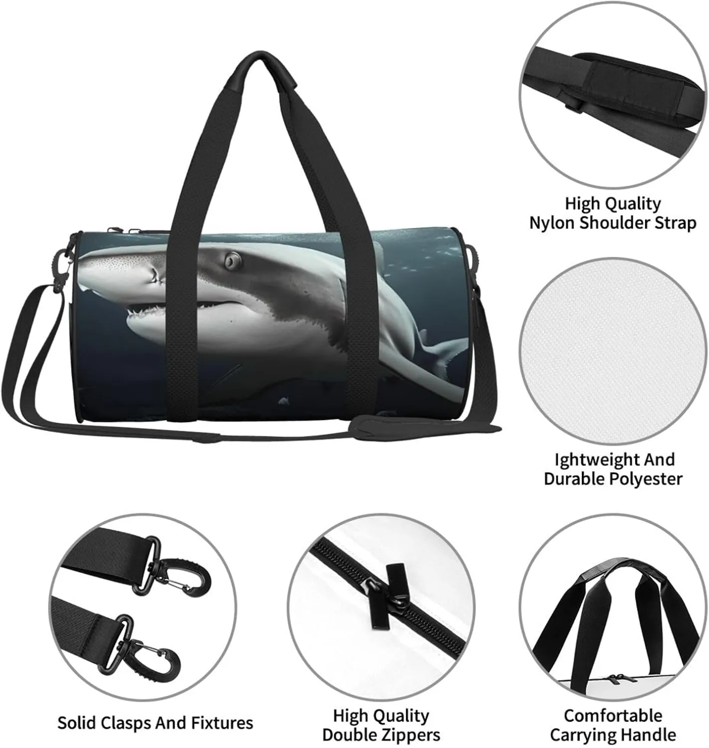Travel Duffle Bag Weekender Bags For Men Women With Shoe Compartment Large Capacity Weekender Overnight Bag Shark Carry On Tote Bags Sport Gym Bag For Travel Yoga