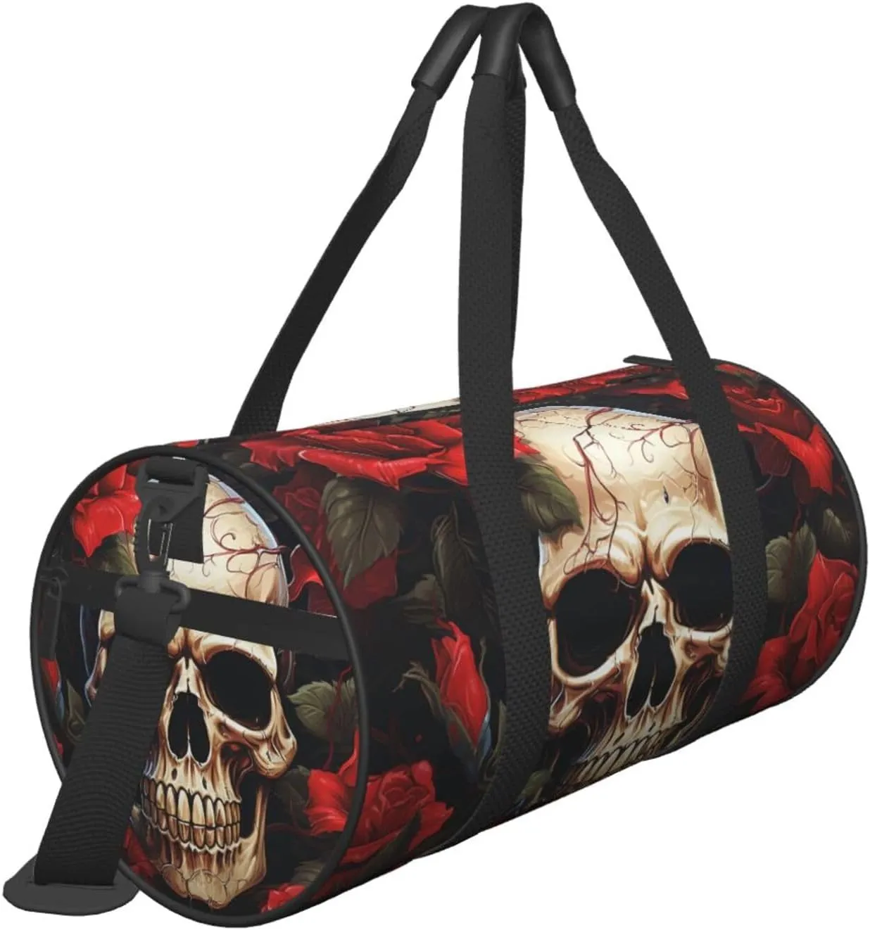Travel Duffle Bag Weekender Bags for Men Women with Shoe Compartment Large Capacity Weekender Overnight Bag Skull Rose-Red Carry On Tote Bags Sport Gym Bag for Travel Yoga
