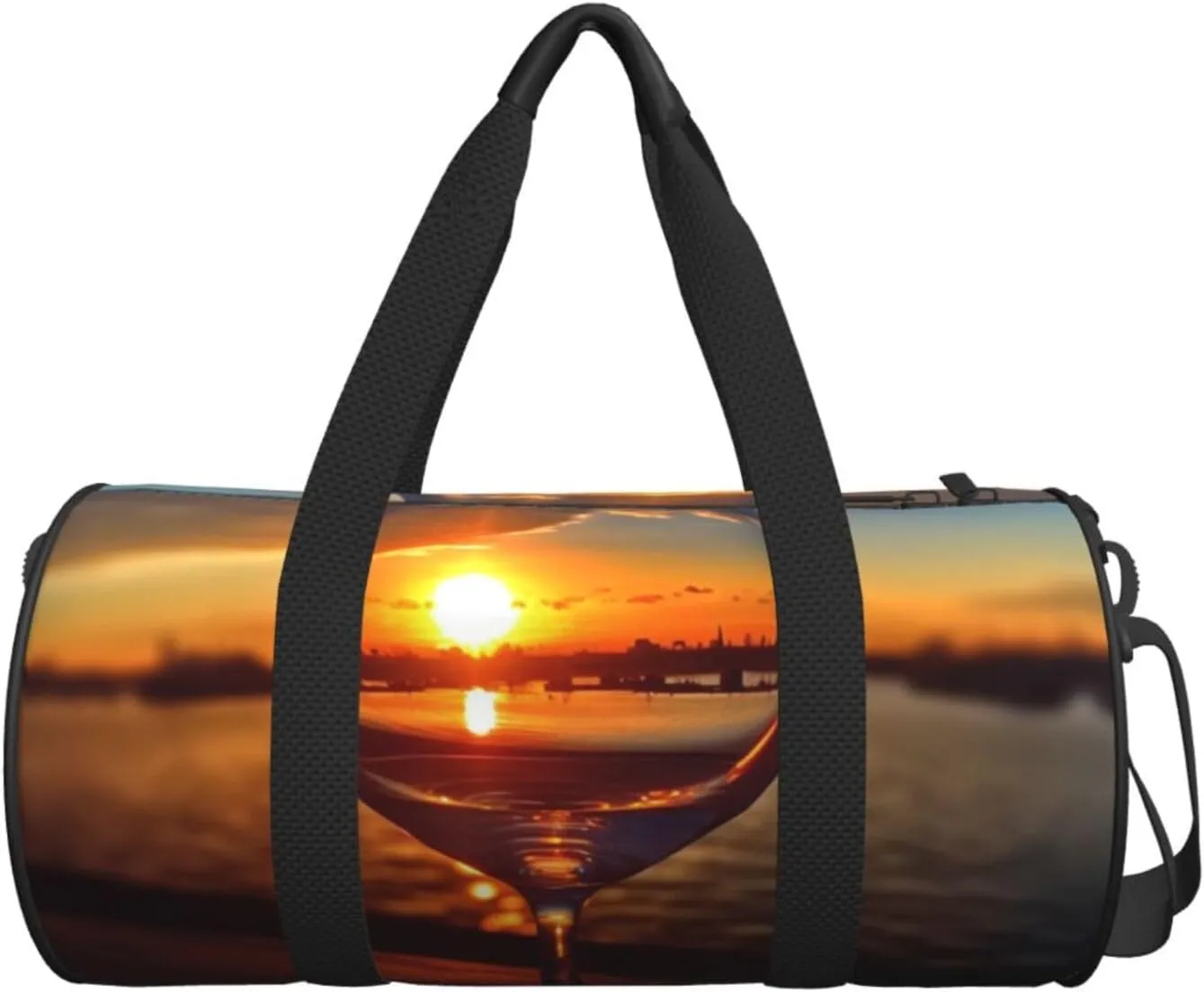 Travel Duffle Bag Weekender Bags For Men Women With Shoe Compartment Large Capacity Weekender Overnight Bag Wine Glass In The Sunset Carry On Tote Bags Sport Gym Bag For Travel Yoga