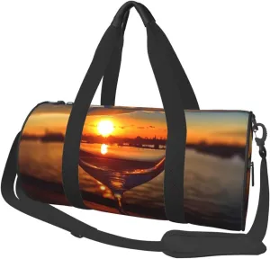 Travel Duffle Bag Weekender Bags For Men Women With Shoe Compartment Large Capacity Weekender Overnight Bag Wine Glass In The Sunset Carry On Tote Bags Sport Gym Bag For Travel Yoga