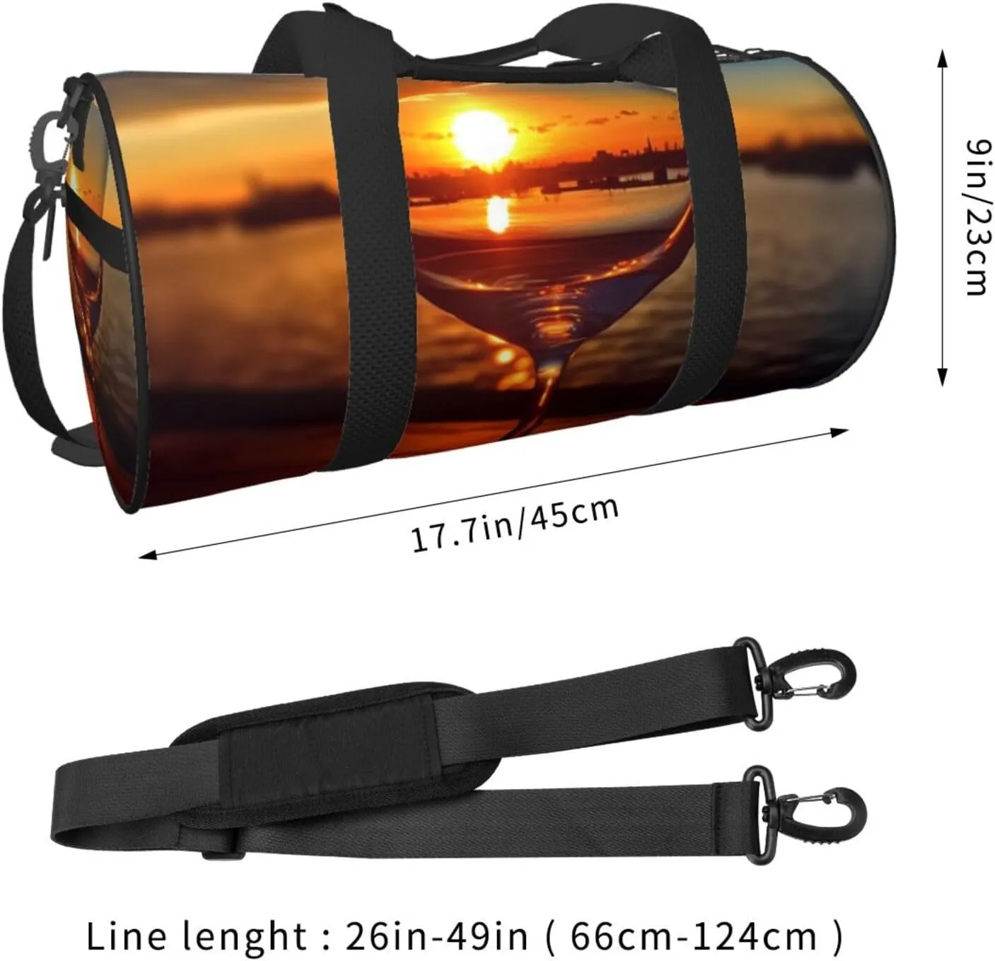 Travel Duffle Bag Weekender Bags For Men Women With Shoe Compartment Large Capacity Weekender Overnight Bag Wine Glass In The Sunset Carry On Tote Bags Sport Gym Bag For Travel Yoga