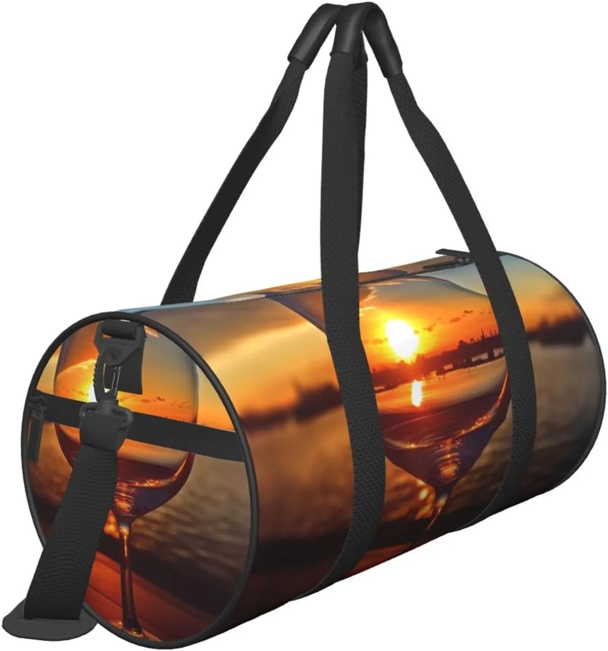 Travel Duffle Bag Weekender Bags For Men Women With Shoe Compartment Large Capacity Weekender Overnight Bag Wine Glass In The Sunset Carry On Tote Bags Sport Gym Bag For Travel Yoga