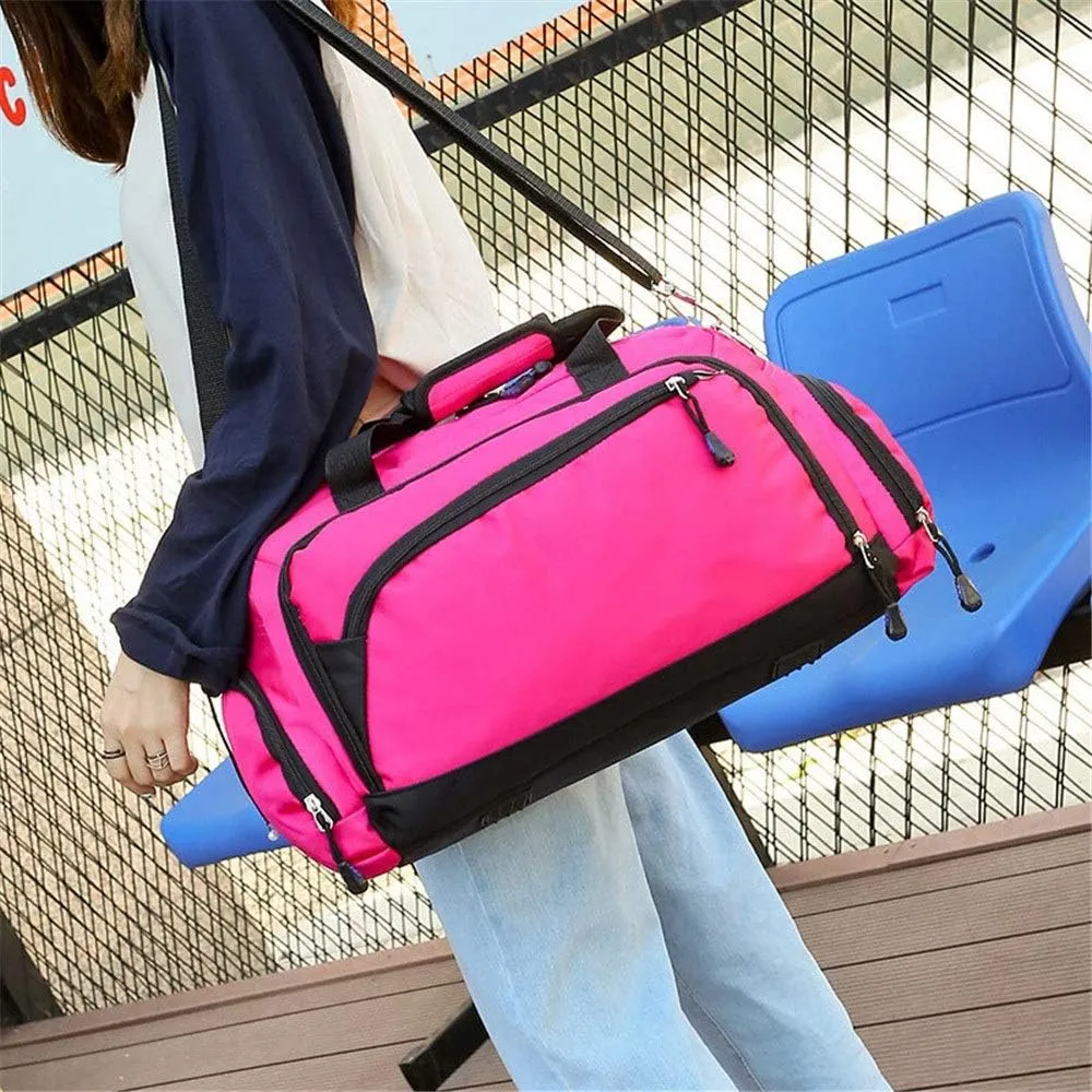 Travel Duffle Gym Sports Overnight Luggage Vacation Weekend Casual Leisure Handbag Sports Overnight Gym Luggage Weekend Tote Bag (Color : Red)(Fuchsia)