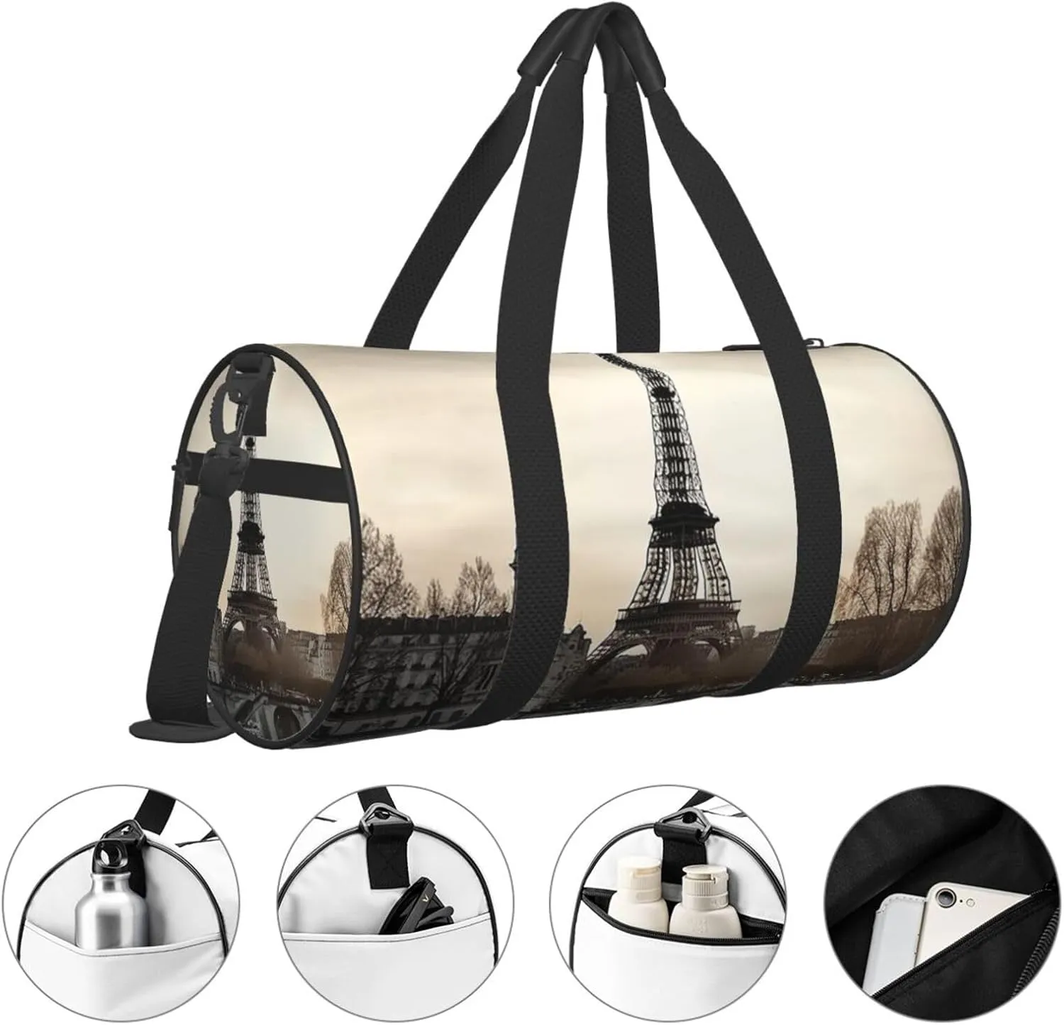 Travel Paris Travel Duffle Bag for Men Women Sport Gym Bag Foldable Weekender Bag Carry on Overnight Bag for Travel Swimming Basketball