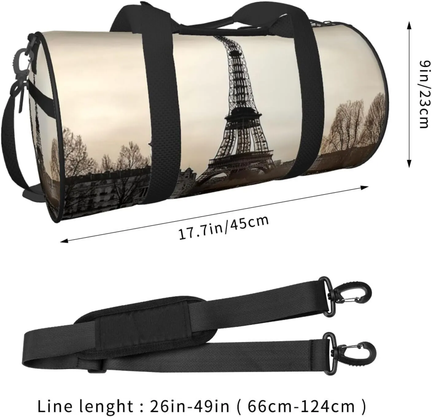 Travel Paris Travel Duffle Bag for Men Women Sport Gym Bag Foldable Weekender Bag Carry on Overnight Bag for Travel Swimming Basketball