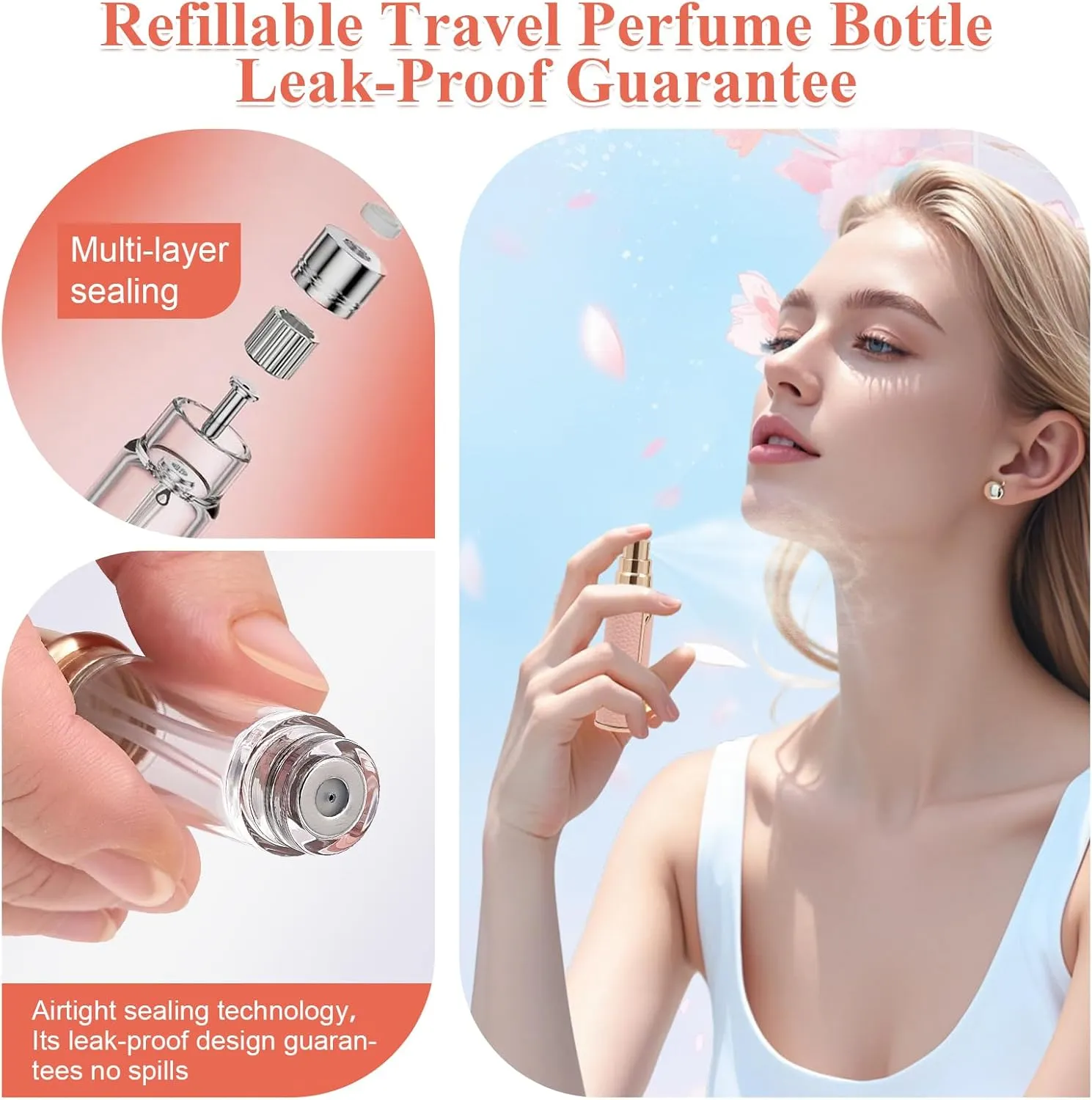 Travel Perfume Bottle Refillable – 5ml & 10ml Mini Fine Mist Spray Atomizer, Leak-Proof & Easy Refill, Small Pocket and Purse-Sized, TSA-Approved, for Men and Women (White, 10ml)