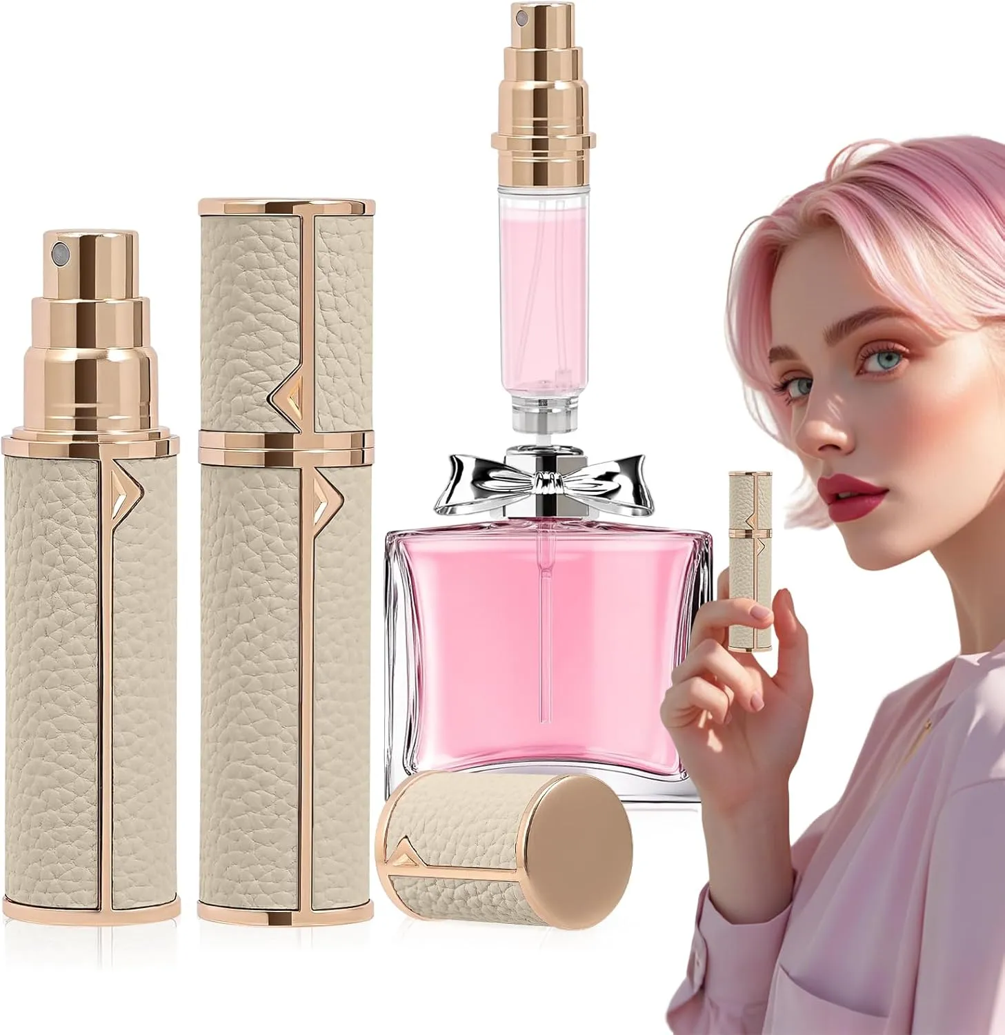 Travel Perfume Bottle Refillable – 5ml & 10ml Mini Fine Mist Spray Atomizer, Leak-Proof & Easy Refill, Small Pocket and Purse-Sized, TSA-Approved, for Men and Women (White, 10ml)