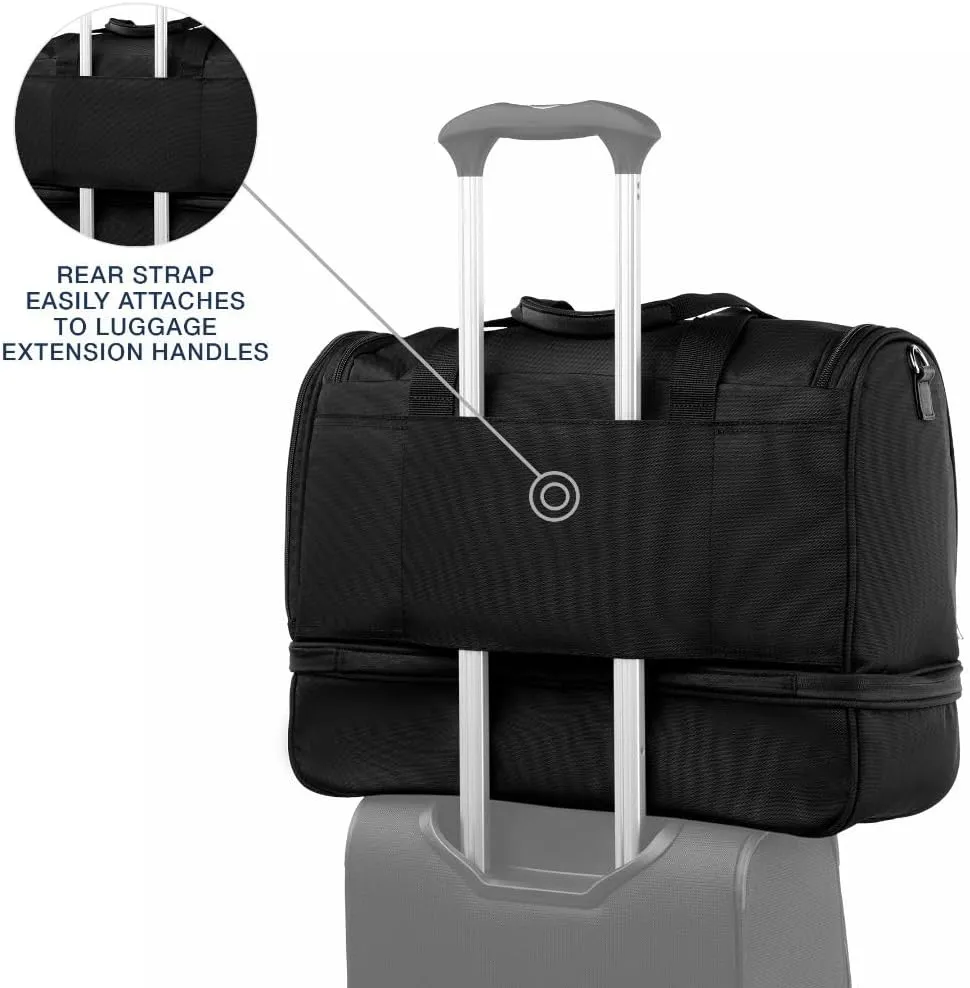 Travelpro Maxlite 5 Softside Carry-on Weekender with Drop-Bottom Compartment, Lightweight Overnight Travel Duffel Bag, Men and Women, Black, 19-Inch