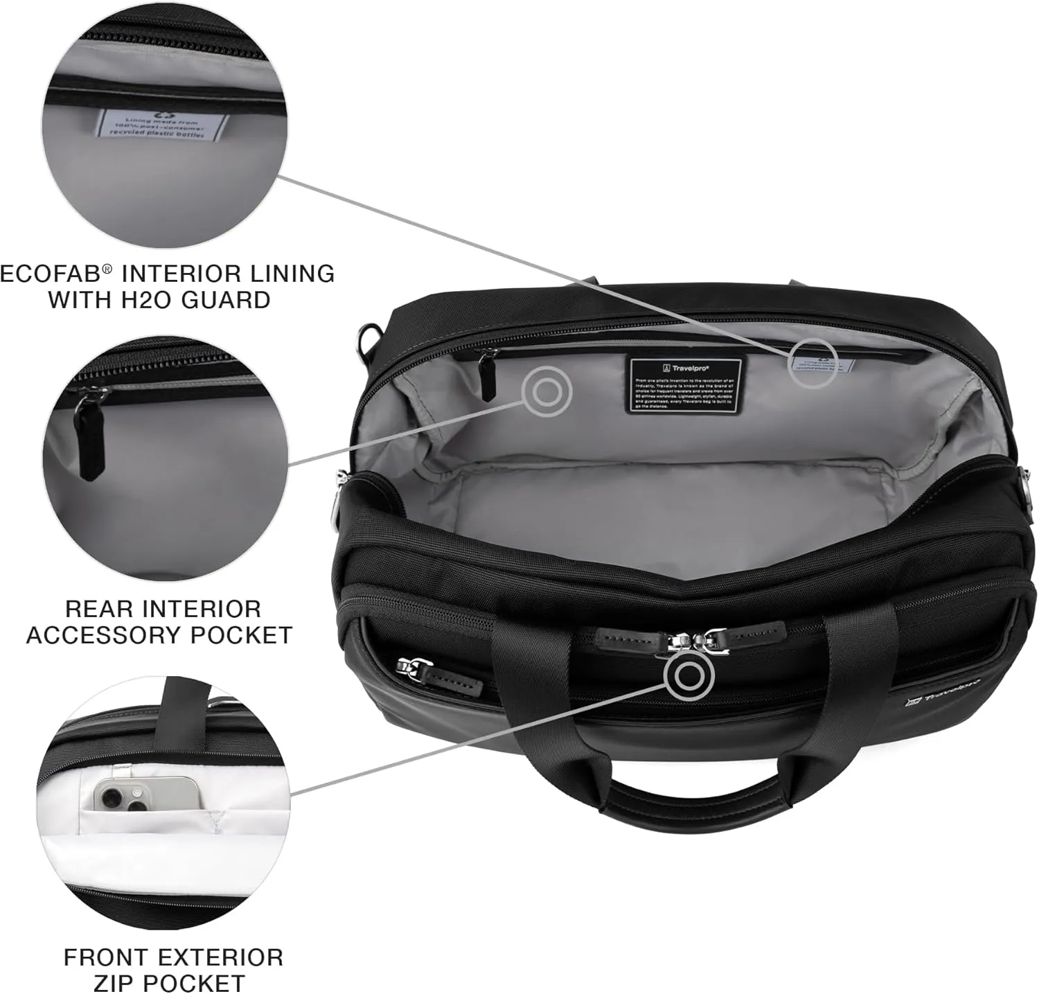 Travelpro VersaPack  Lightweight Underseat Travel Tote Bag, Men and Women, Black, 16.25 inches