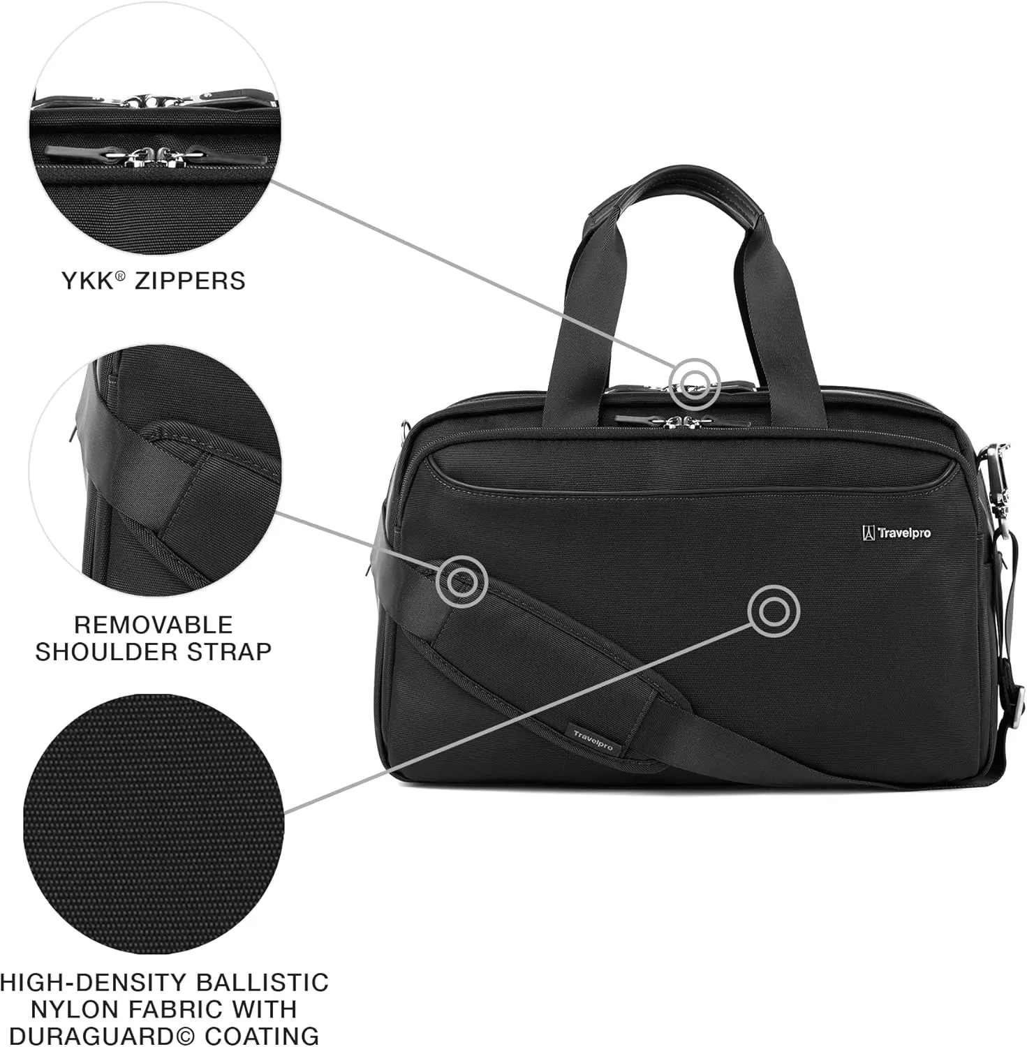 Travelpro VersaPack  Lightweight Underseat Travel Tote Bag, Men and Women, Black, 16.25 inches