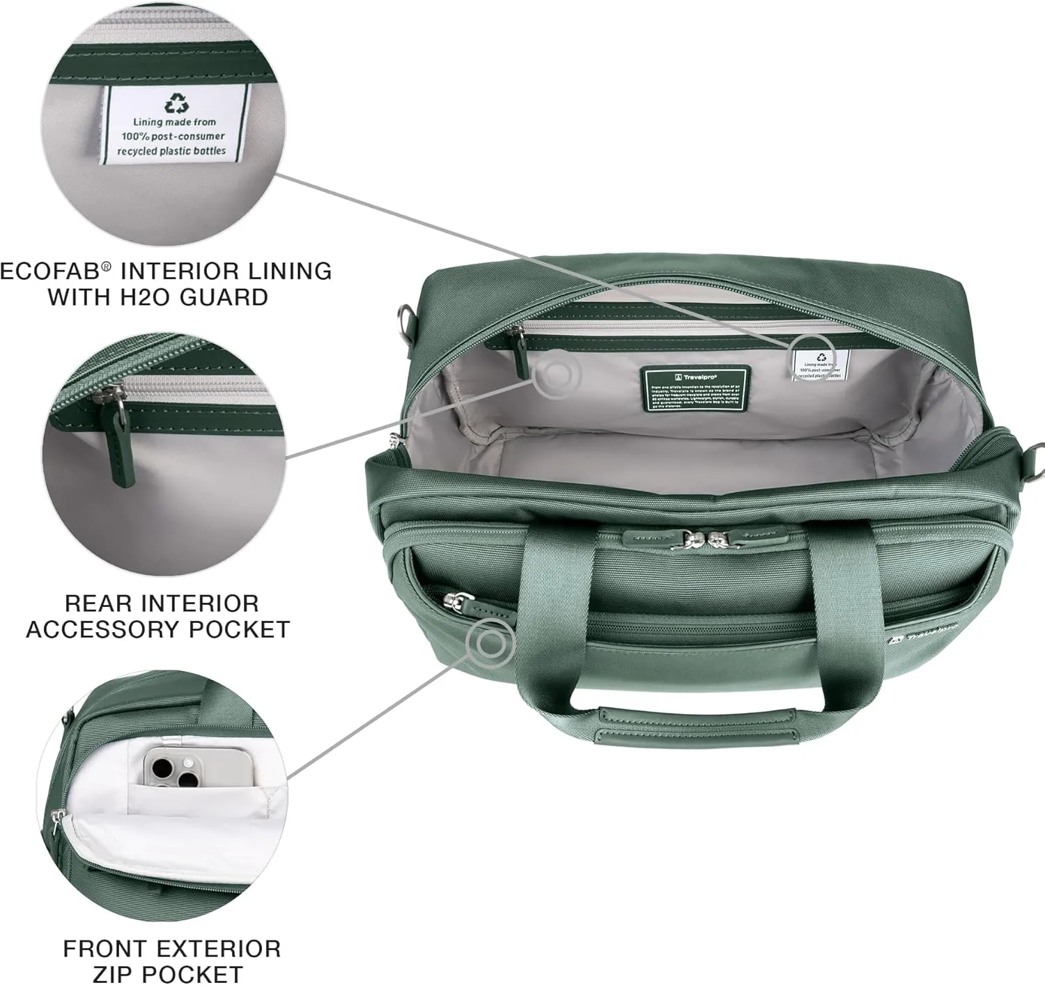 Travelpro VersaPack  Lightweight Underseat Travel Tote Bag, Men and Women, Desert Sage Green,16.25 inches