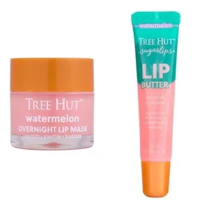 Tree Hut Watermelon Lip Care Bundle, Sugarlips Lip Butter & Overnight Lip Mask, Hydrate & Nourish Dry, Chapped Lips, Non-Sticky, Paraben-Free & Sulfate-Free