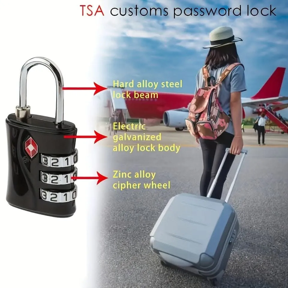 TSA Luggage Locks – 3-Digit Combination Steel Padlocks for Suitcases