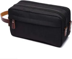 Tumecos Men’s Toiletry Bag Leather Waxed Canvas Shaving Dopp Kit Travel Accessories Organizer Bag