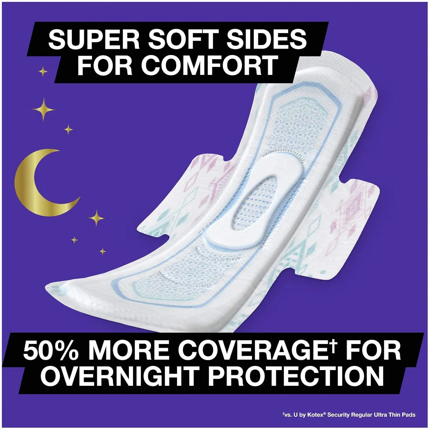 U by Kotex AllNighter Ultra Thin Overnight Pads with Wings, Unscented, 28 Count