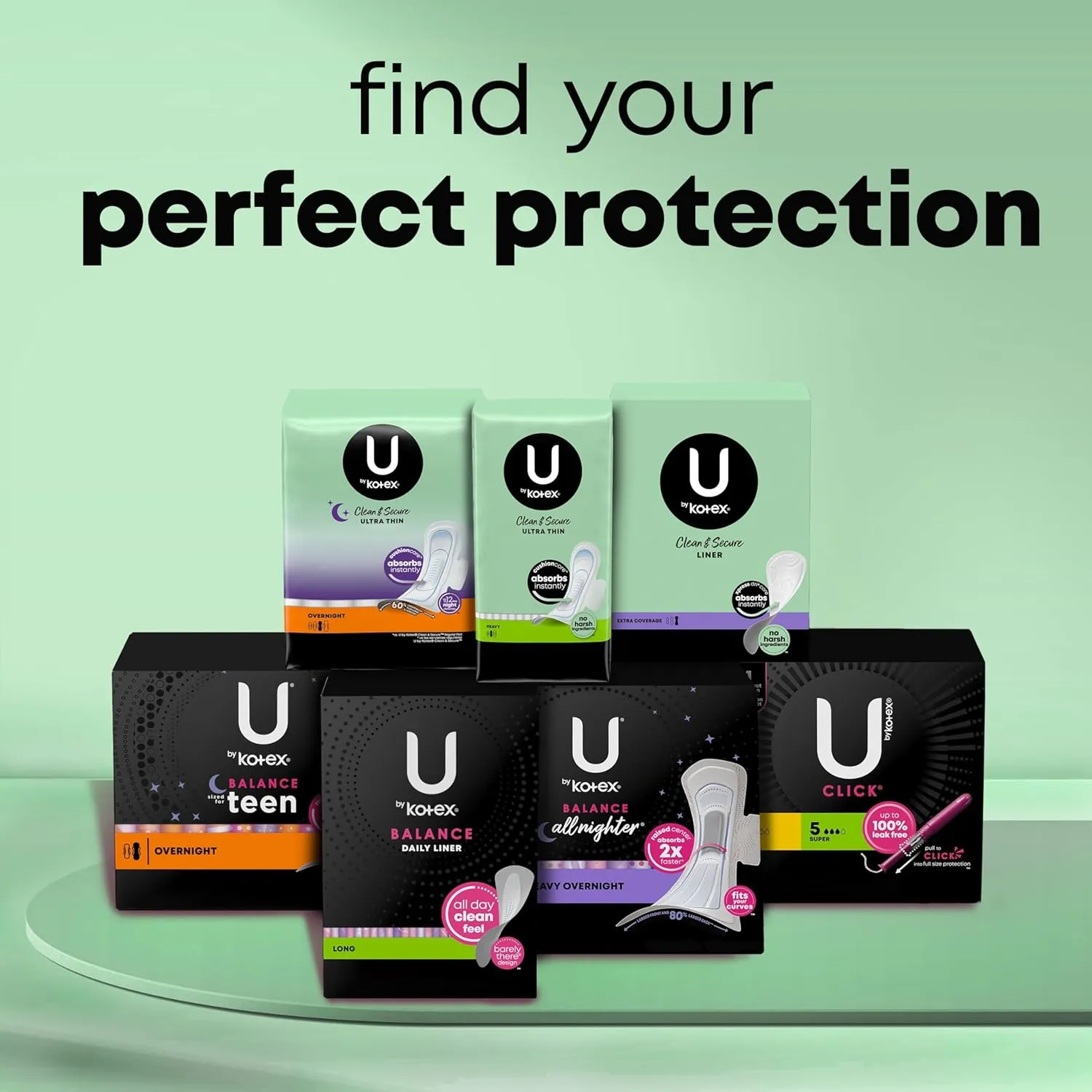 U by Kotex Clean & Secure Overnight Maxi Pads with Wings, Extra Heavy Absorbency, 48 Count (2 Packs of 24) (Packaging May Vary)