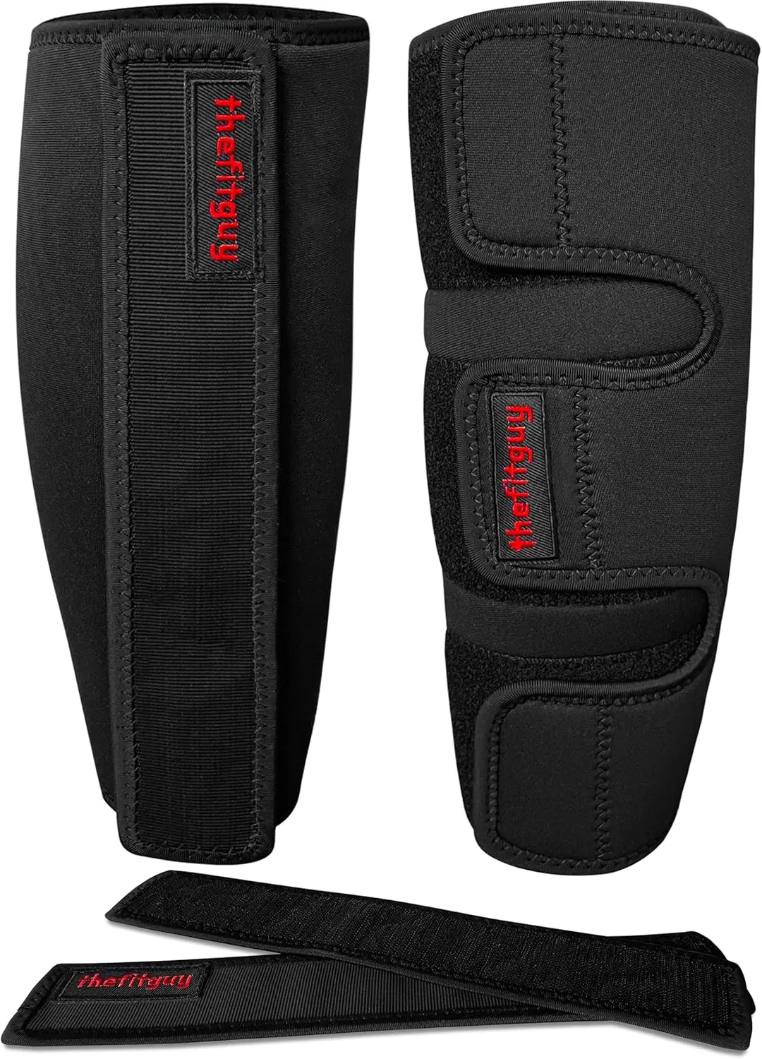Ultra Weightlifting Shin Guards | 10mm Shock-Absorbing Front Projection | Detachable Straps | Easy On-Off | 2 Extra Straps Included | For Deadlifts, Snatches, Cleans, Cross-Training and More