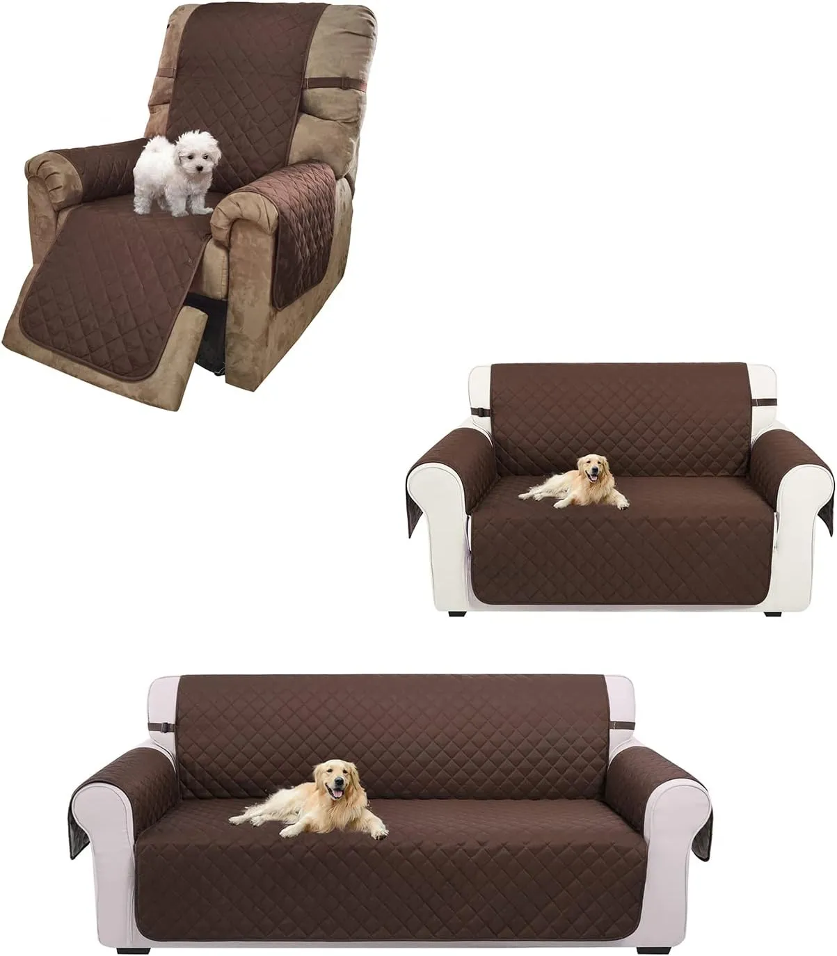 UNICE Home Sofa Cover Bundle Loveseat Cover Chair Cover (Sofa Loveseat Chair, Coffee)