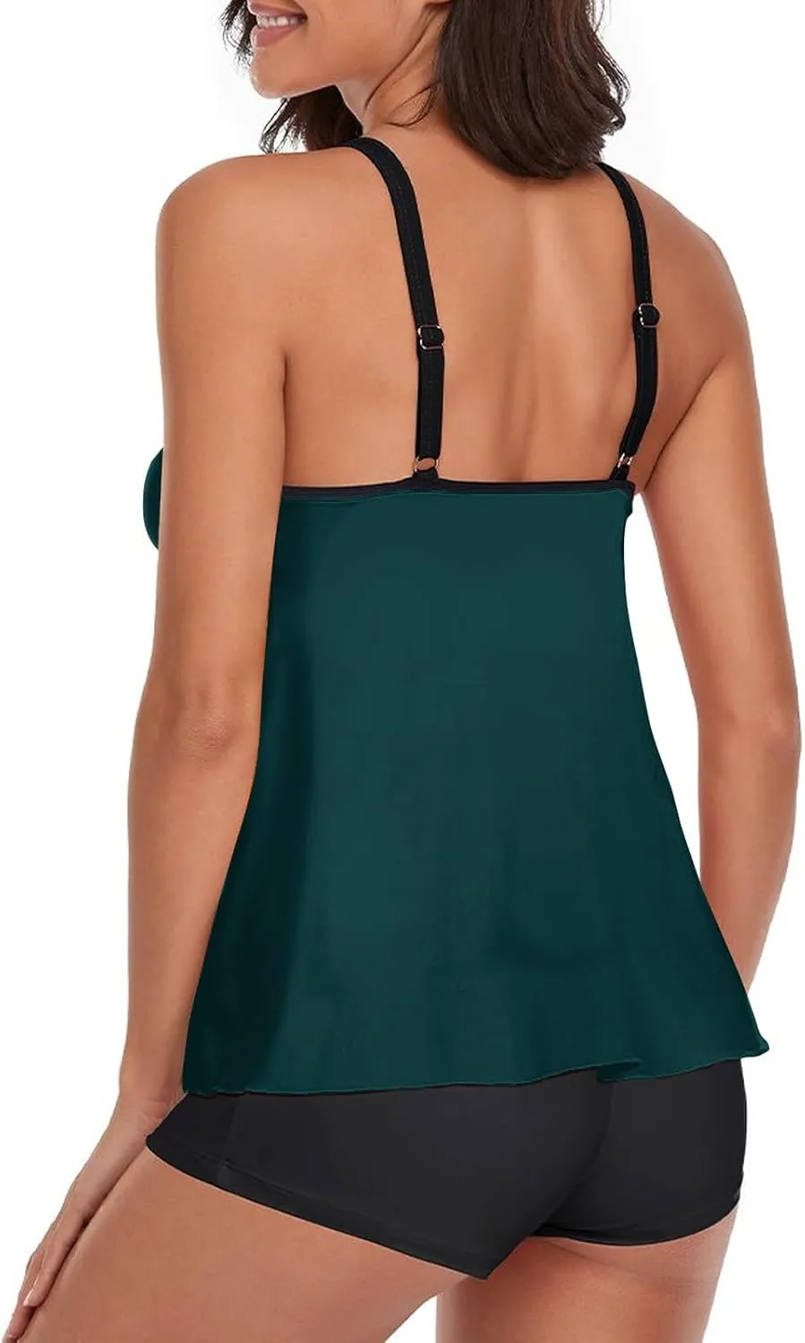 Urchics Womens 2025 Tankini Swimsuits Tummy Control Flowy Swimwear Two Piece Bathing Suits Swim Tank Top with Boyshorts