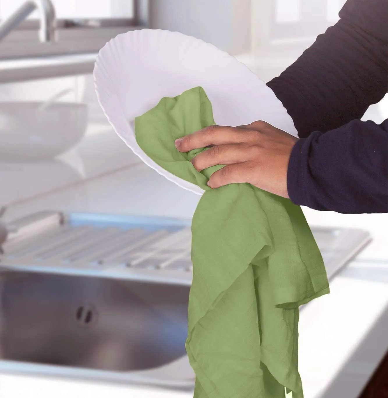 Utopia Kitchen Sage Green Flour Sack Towels [12 Pack - 28 x 28 Inch] 100% Cotton Tea Towels for Cleaning & Drying - Highly Absorbent Kitchen Dish Cloth