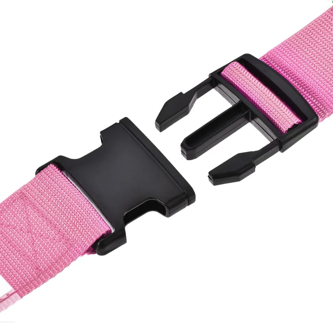 uxcell Luggage Straps Suitcase Belts with Buckle Label, 2x78 2Mx5cm Adjustable PP Travel Bag Packing Accessories, Pink 4Pcs