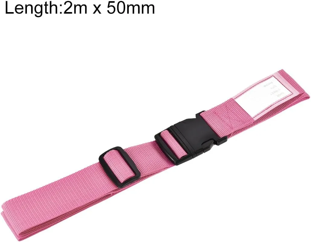 uxcell Luggage Straps Suitcase Belts with Buckle Label, 2x78 2Mx5cm Adjustable PP Travel Bag Packing Accessories, Pink 4Pcs