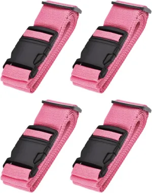 uxcell Luggage Straps Suitcase Belts with Buckle Label, 2x78 2Mx5cm Adjustable PP Travel Bag Packing Accessories, Pink 4Pcs