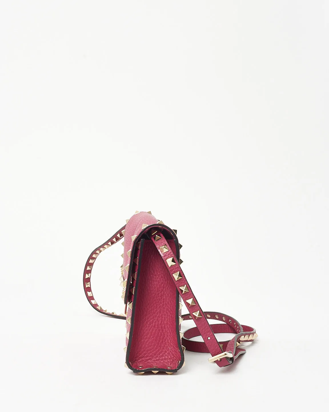 Valentino Pink Grained Leather Small Rockstud Crossbody Bag