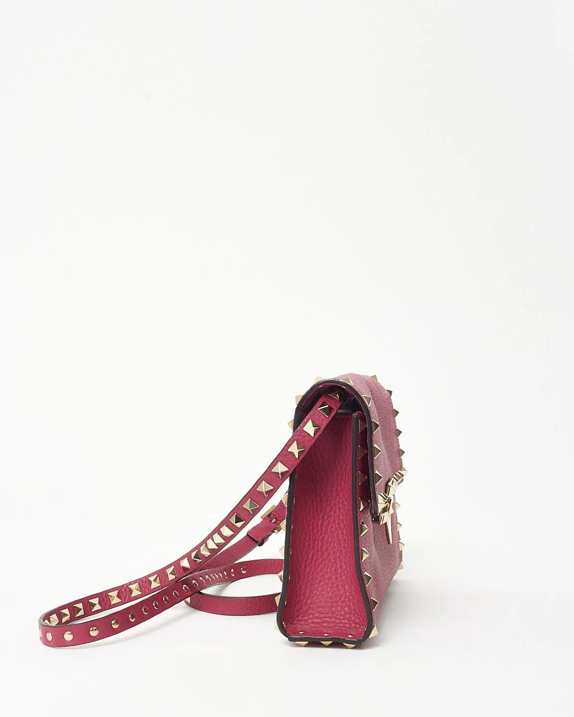 Valentino Pink Grained Leather Small Rockstud Crossbody Bag