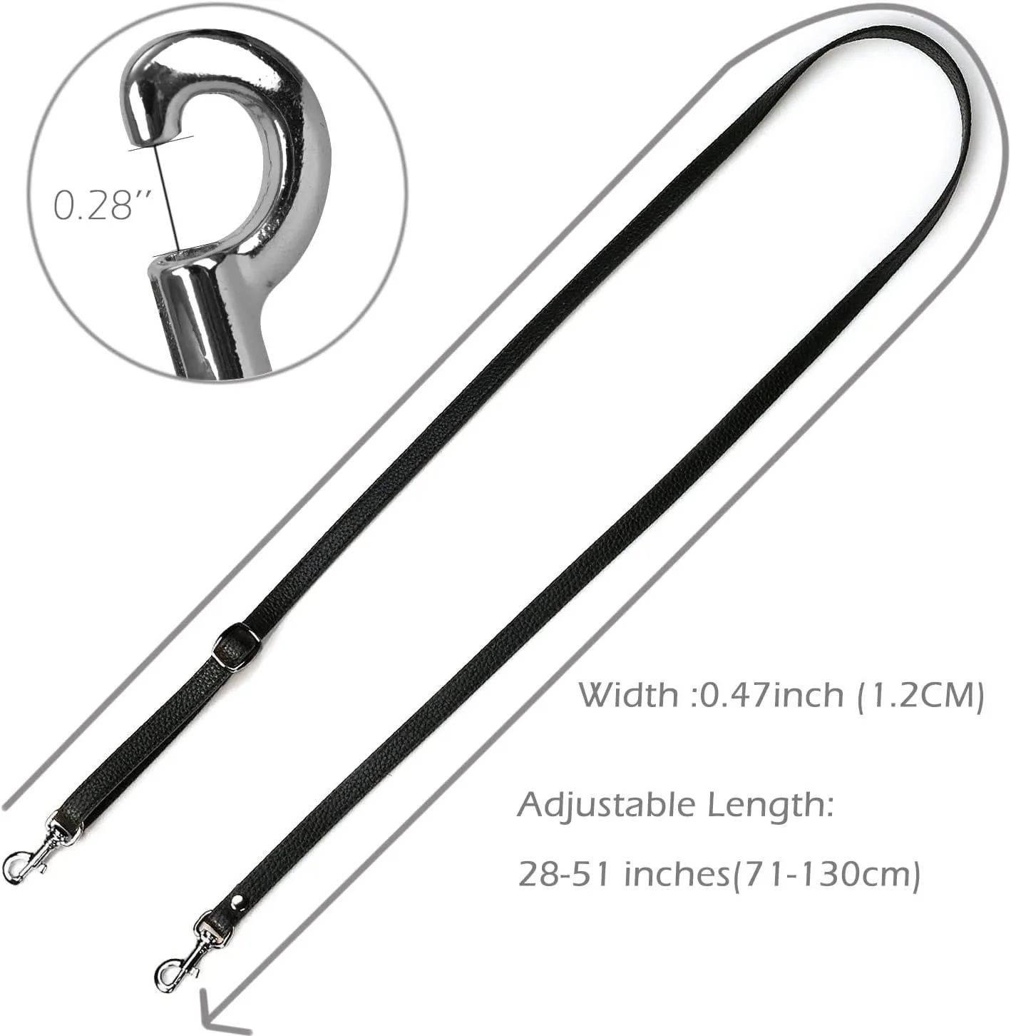VanEnjoy Adjustable Genuine Leather Crossbody Straps Replacement - Width 1/2“, Length 25”-51”