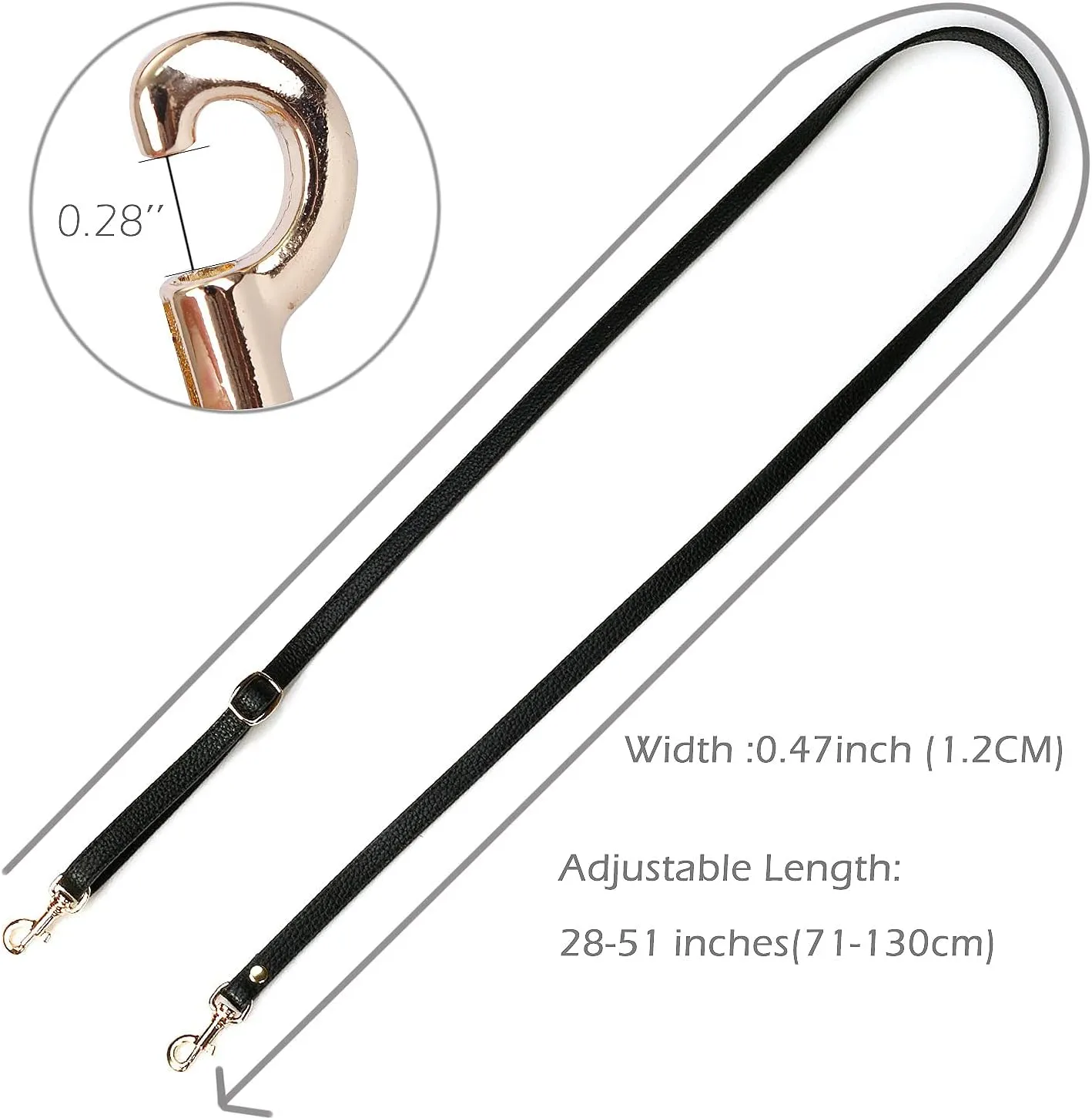 VanEnjoy Adjustable Genuine Leather Crossbody Straps Replacement - Width 1/2“, Length 25”-51”